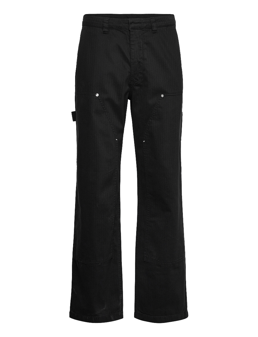 WOOD WOOD - WWFed Herringbone Workwear Pants - cargobyxor - black - 1