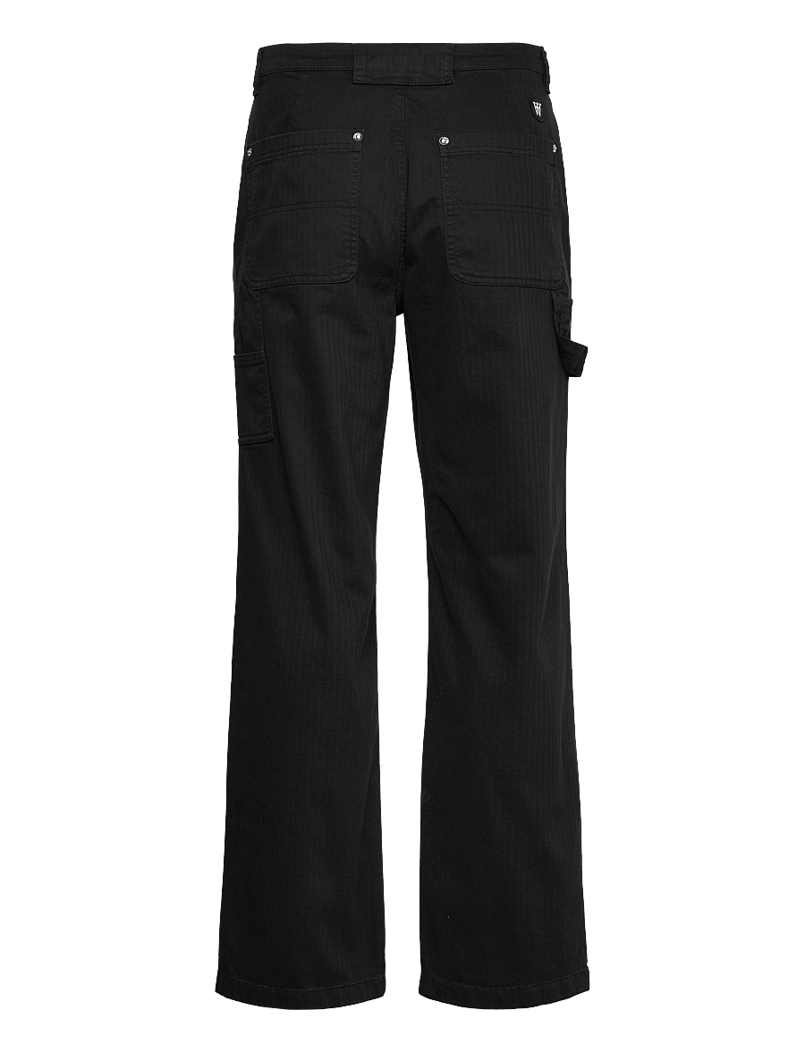 WOOD WOOD - WWFed Herringbone Workwear Pants - cargobyxor - black - 2