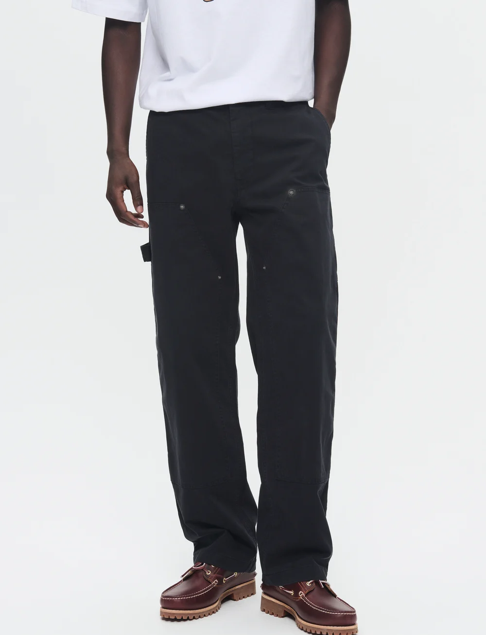 WOOD WOOD - WWFed Herringbone Workwear Pants - cargo pants - black - 0