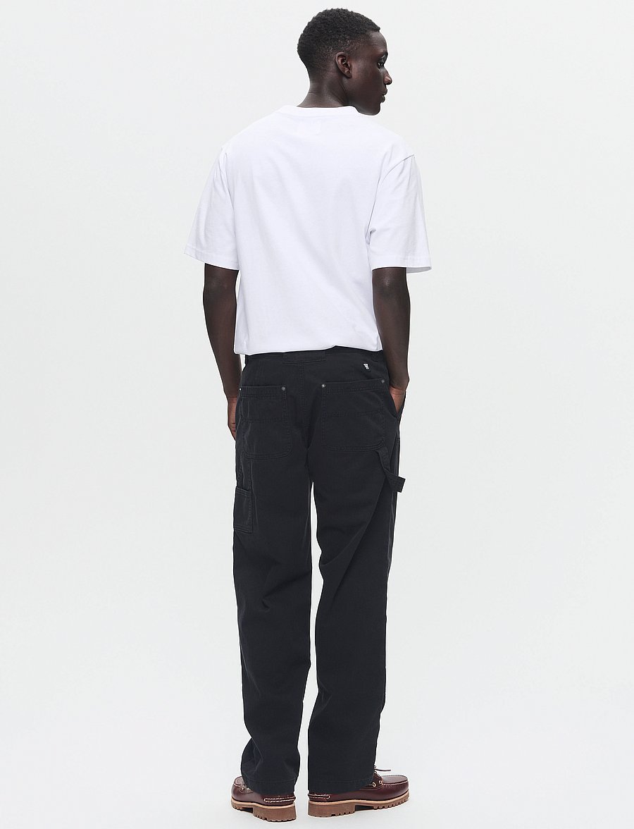 WOOD WOOD - WWFed Herringbone Workwear Pants - cargobyxor - black - 4