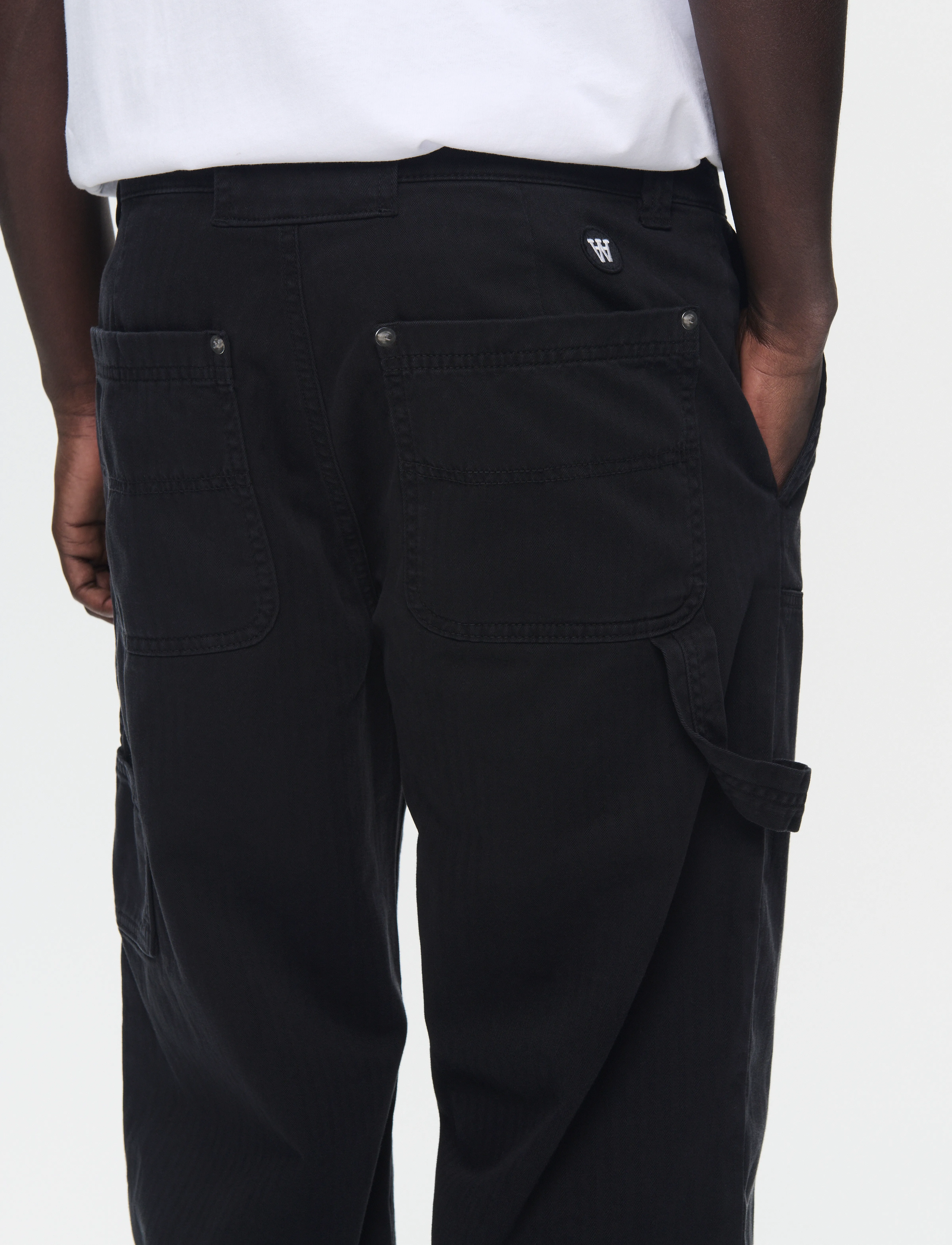 WOOD WOOD - WWFed Herringbone Workwear Pants - cargo püksid - black - 5