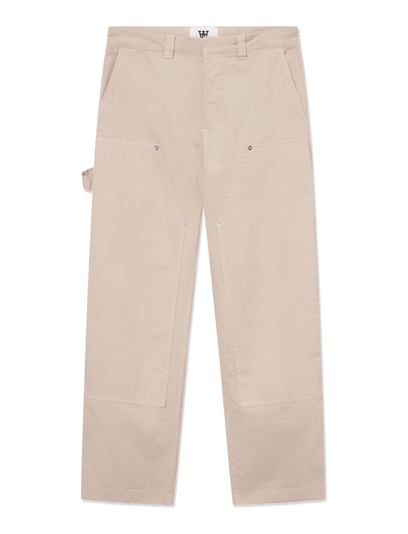 WOOD WOOD WWFed Herringbone Workwear Pants - Cargo-housut - SAND GREY / cream