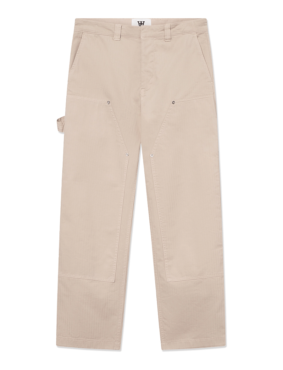 WOOD WOOD - WWFed Herringbone Workwear Pants - cargohosen - sand grey - 1