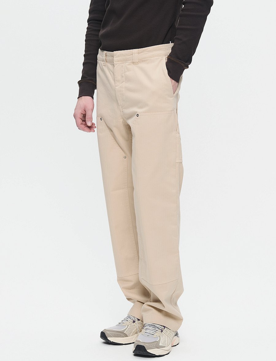 WOOD WOOD - WWFed Herringbone Workwear Pants - cargohosen - sand grey - 0