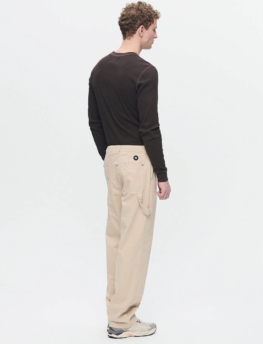 WOOD WOOD - WWFed Herringbone Workwear Pants - cargohosen - sand grey - 4