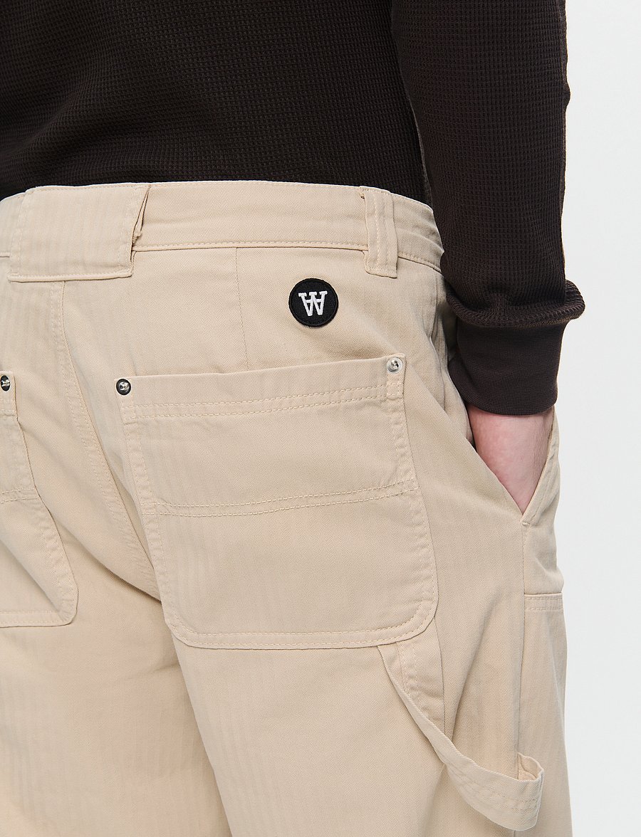 WOOD WOOD - WWFed Herringbone Workwear Pants - cargohosen - sand grey - 5