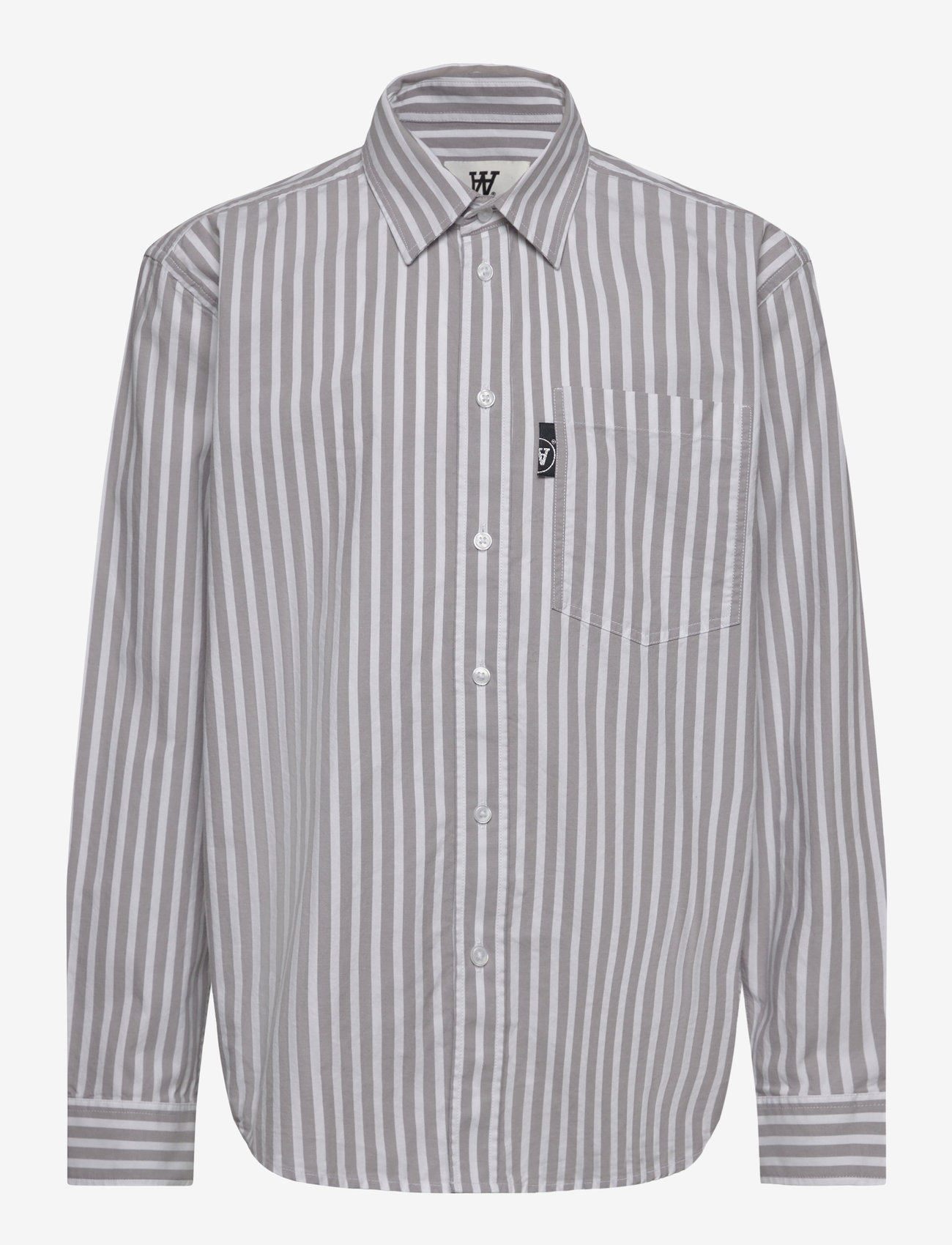 WOOD WOOD - WWOli Striped Shirt GOTS - langærmede skjorter - steel grey - 0