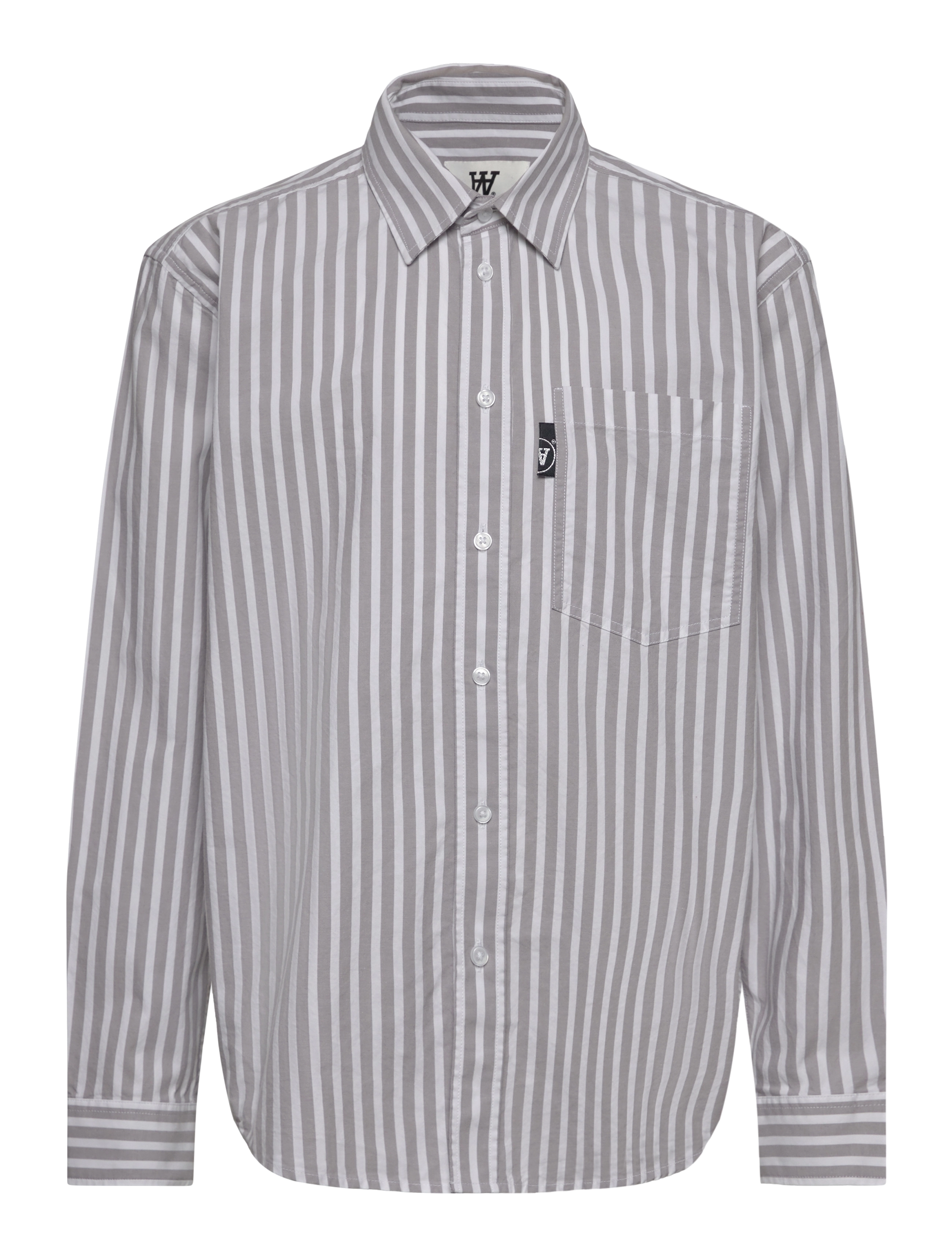 WOOD WOOD WWOli Striped Shirt GOTS - Teens 9-14 år - STEEL GREY / grey
