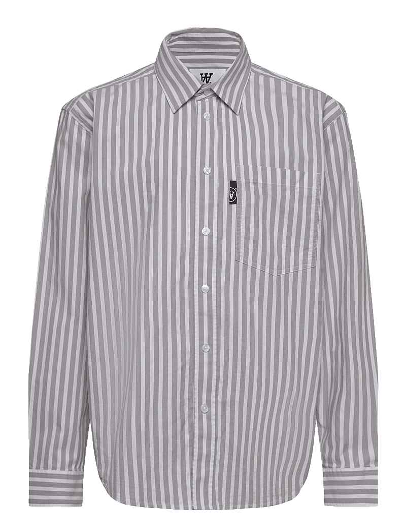 WOOD WOOD - WWOli Striped Shirt GOTS - langærmede skjorter - steel grey - 0