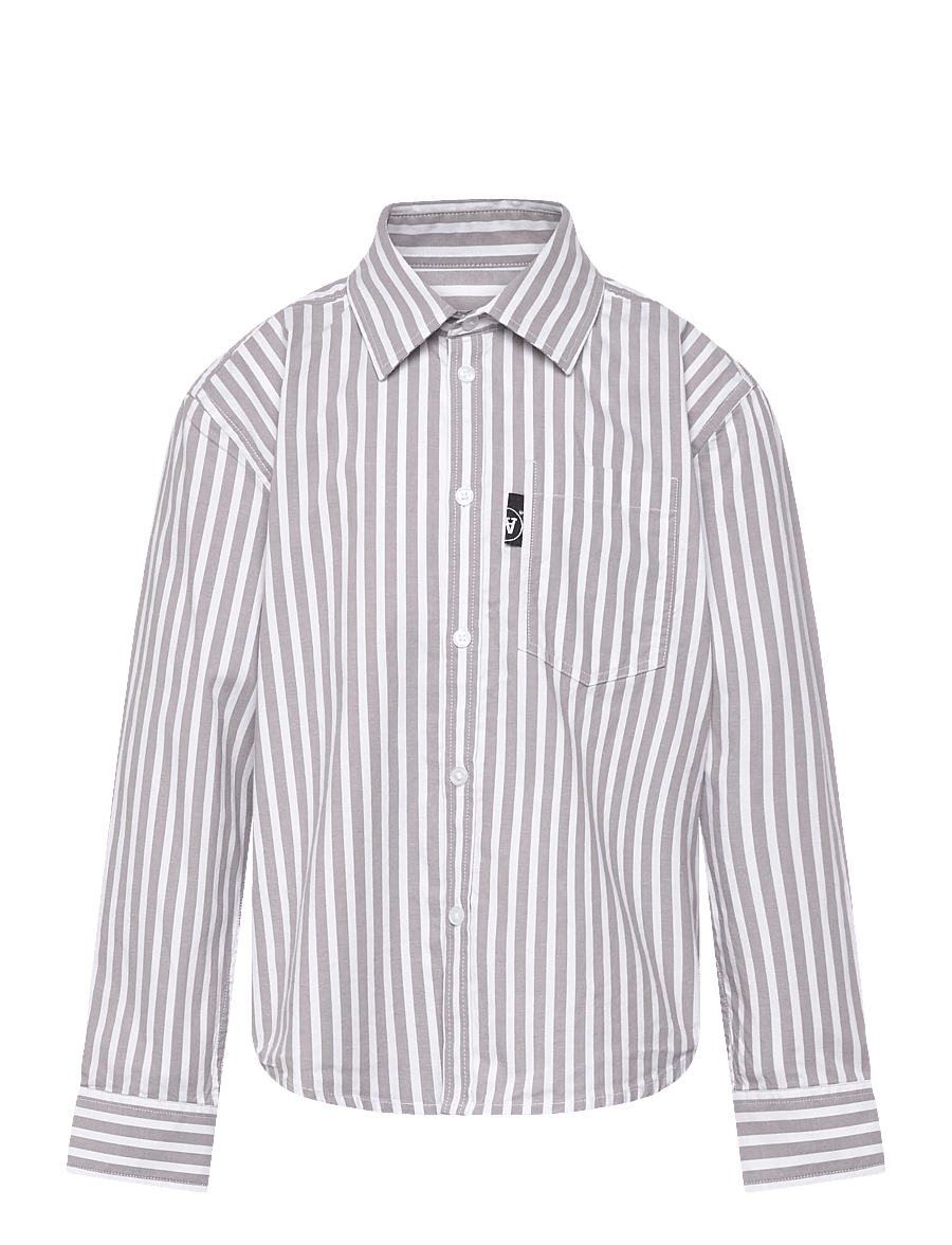 WOOD WOOD - WWOli Striped Shirt GOTS - långärmade skjortor - steel grey - 0
