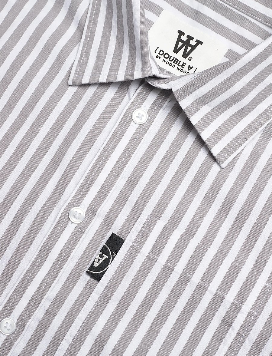 WOOD WOOD - WWOli Striped Shirt GOTS - långärmade skjortor - steel grey - 2