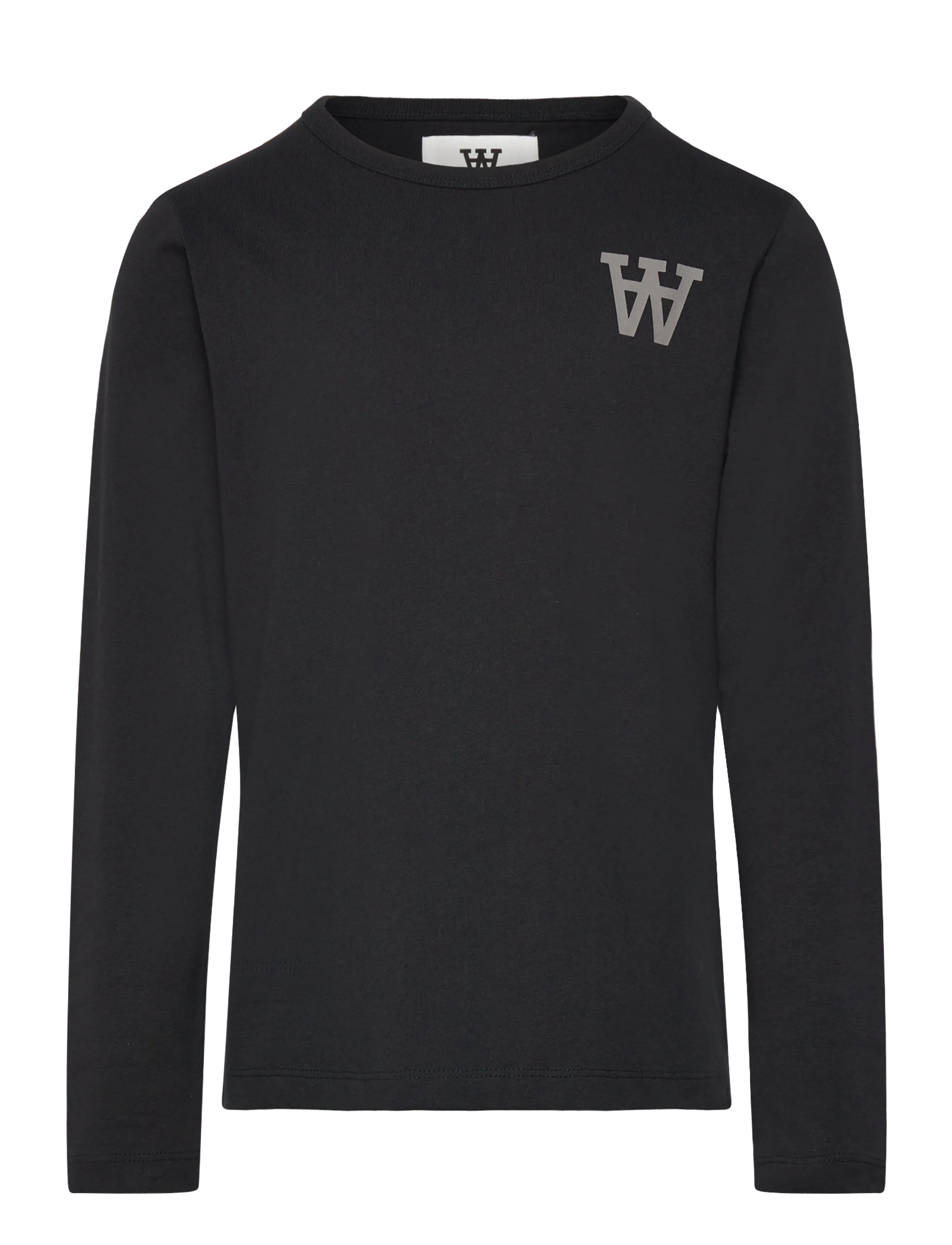 WOOD WOOD Wwkim Tirewall Ls T-Shirt Gots, 110-116, Black, T-Shirts > Langærmede T-shirts, Børn