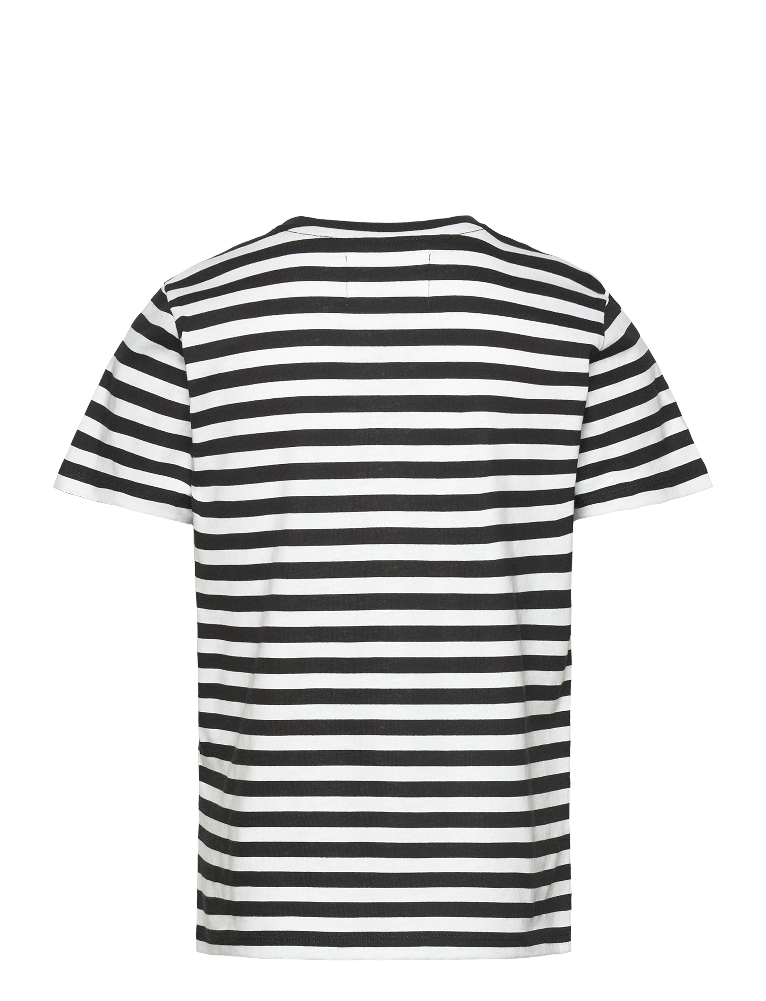 WOOD WOOD - Ola Junior Chrome Badge T-Shirt GOTS - black/white stripes - 1