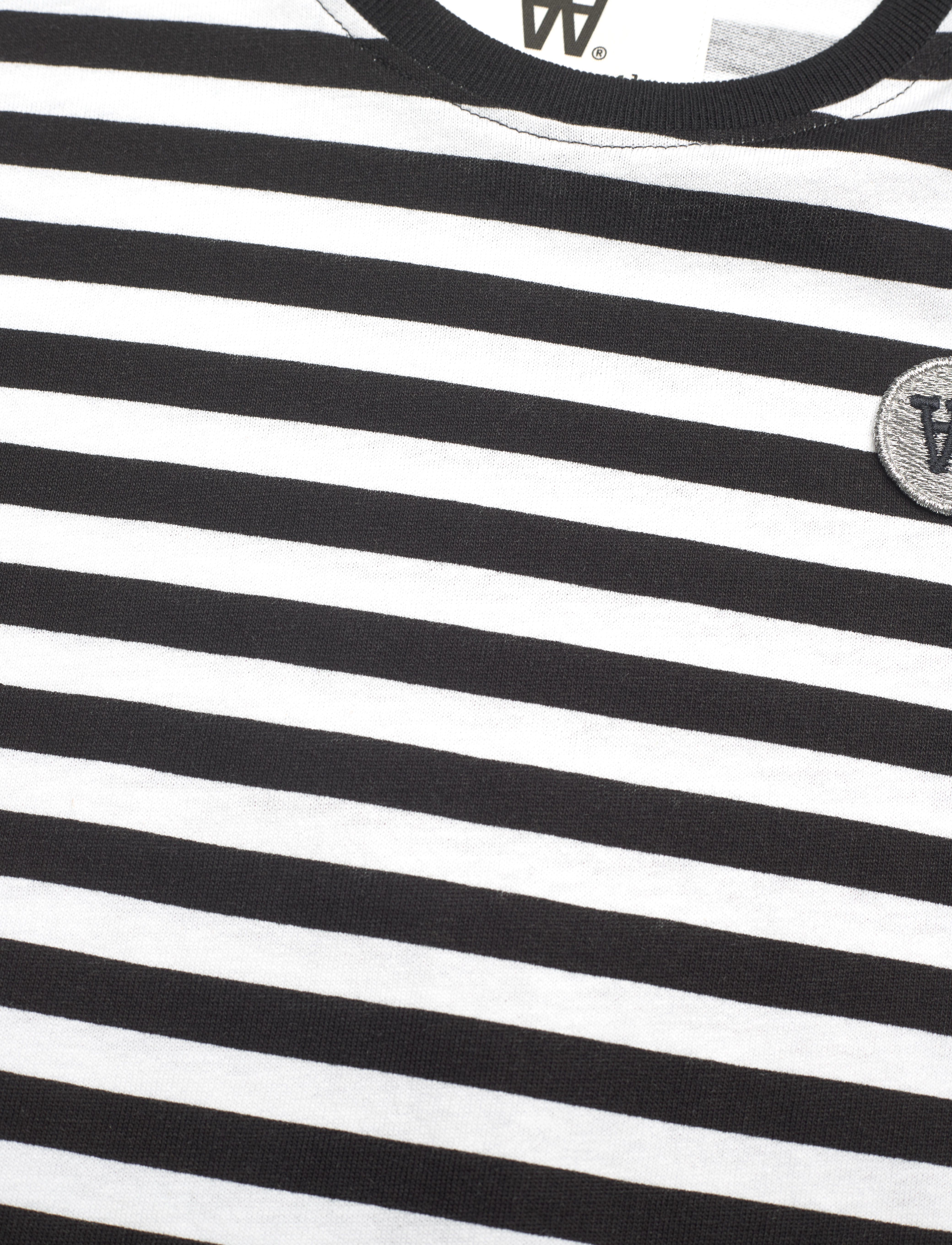 WOOD WOOD - Ola Junior Chrome Badge T-Shirt GOTS - black/white stripes - 2