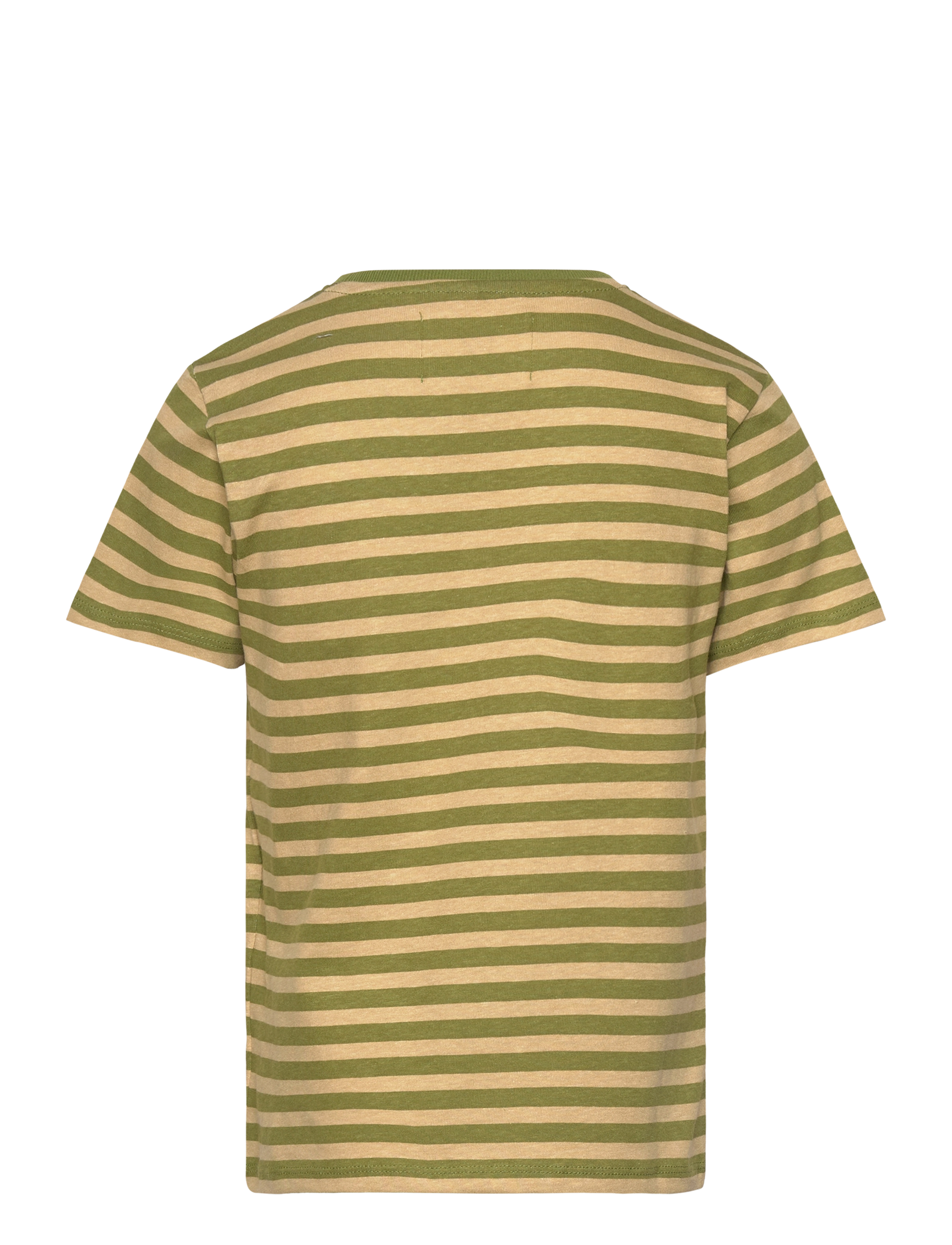 WOOD WOOD - Ola Junior Chrome Badge T-Shirt GOTS - khaki/pesto stripes - 1