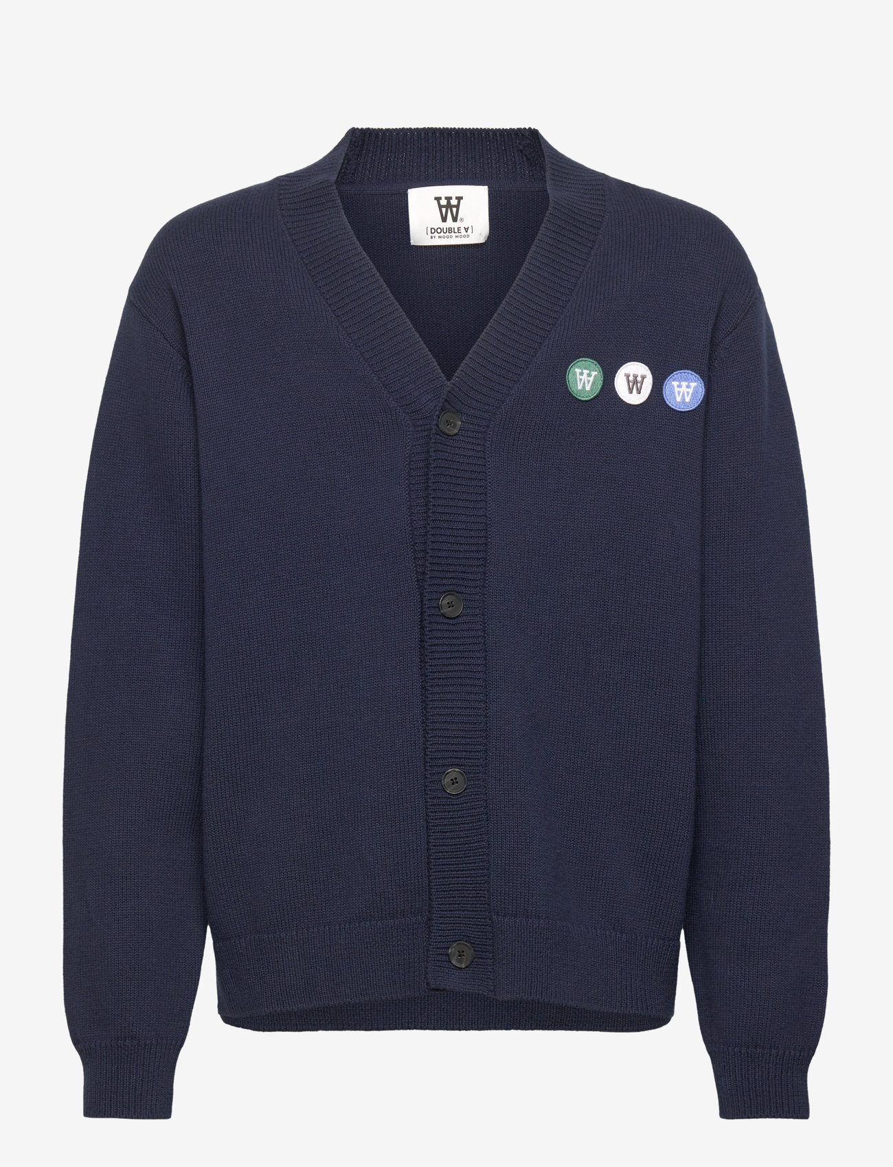 WOOD WOOD - WWOtis Tripple Badge Cardigan - cardigans - navy - 0