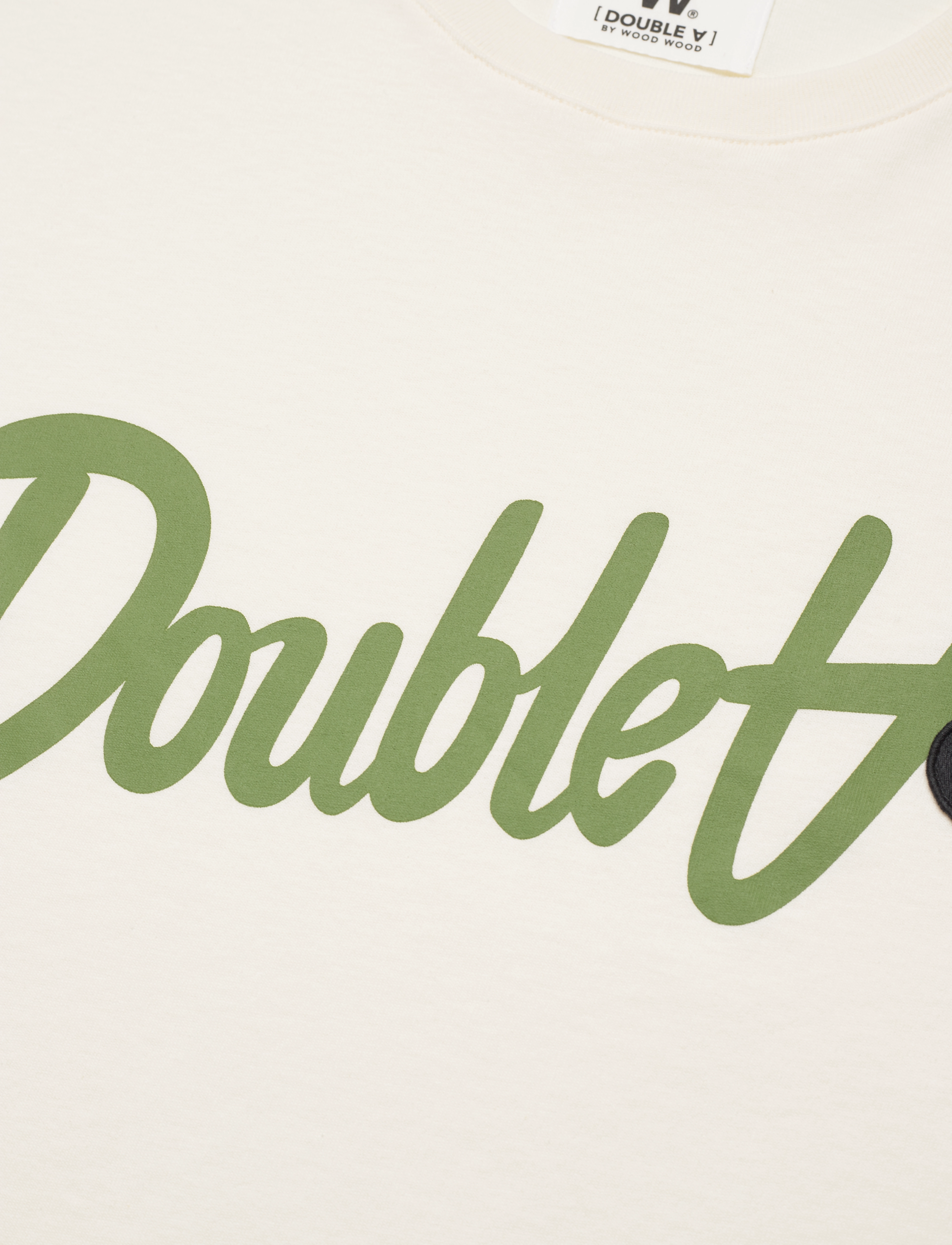 DOUBLE A BY W.W. - Ace Script & Badge T-shirt - off-white - 2