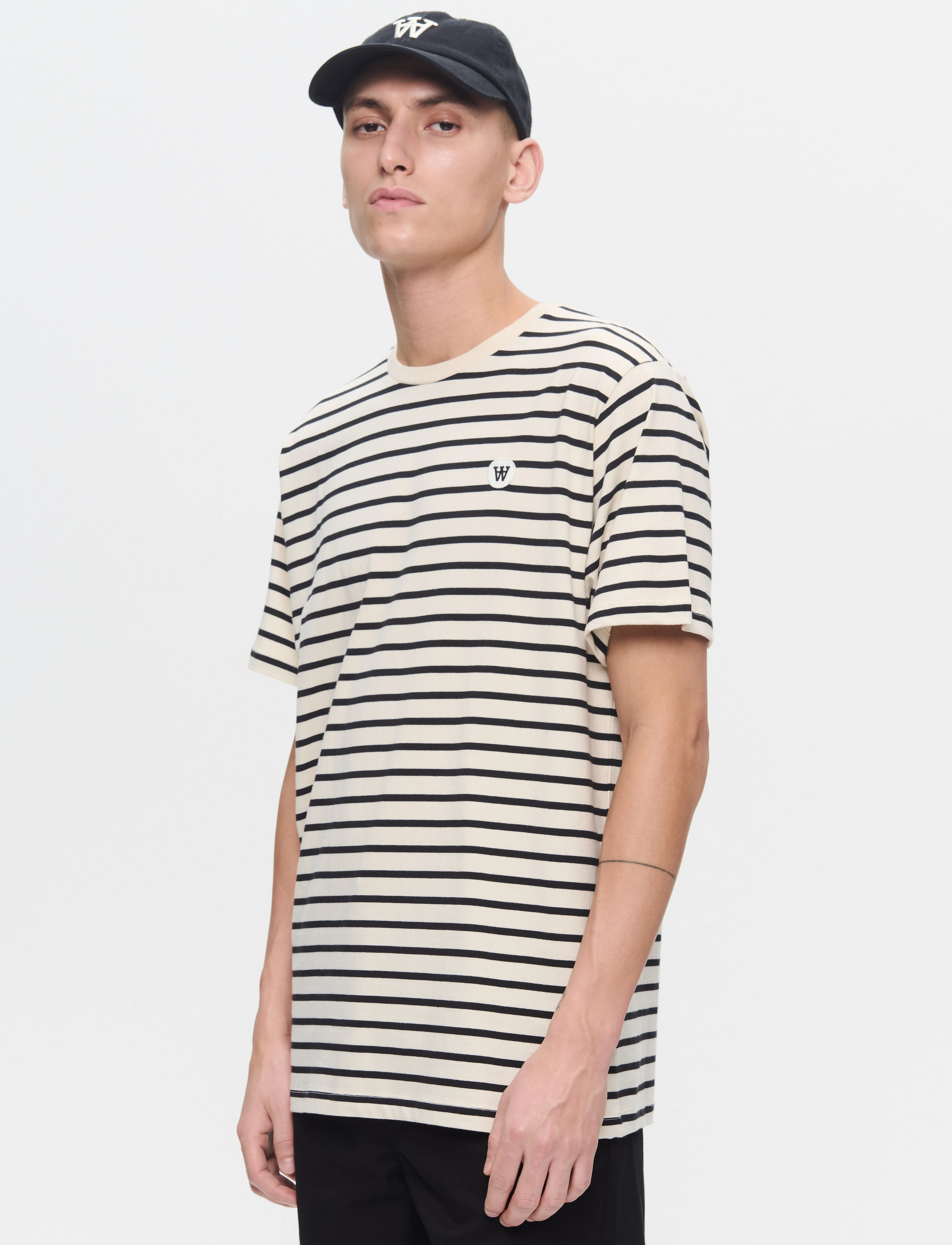 WOOD WOOD Wwace Stripe, XL, Beige, T-Shirts > Kortærmede, Herre