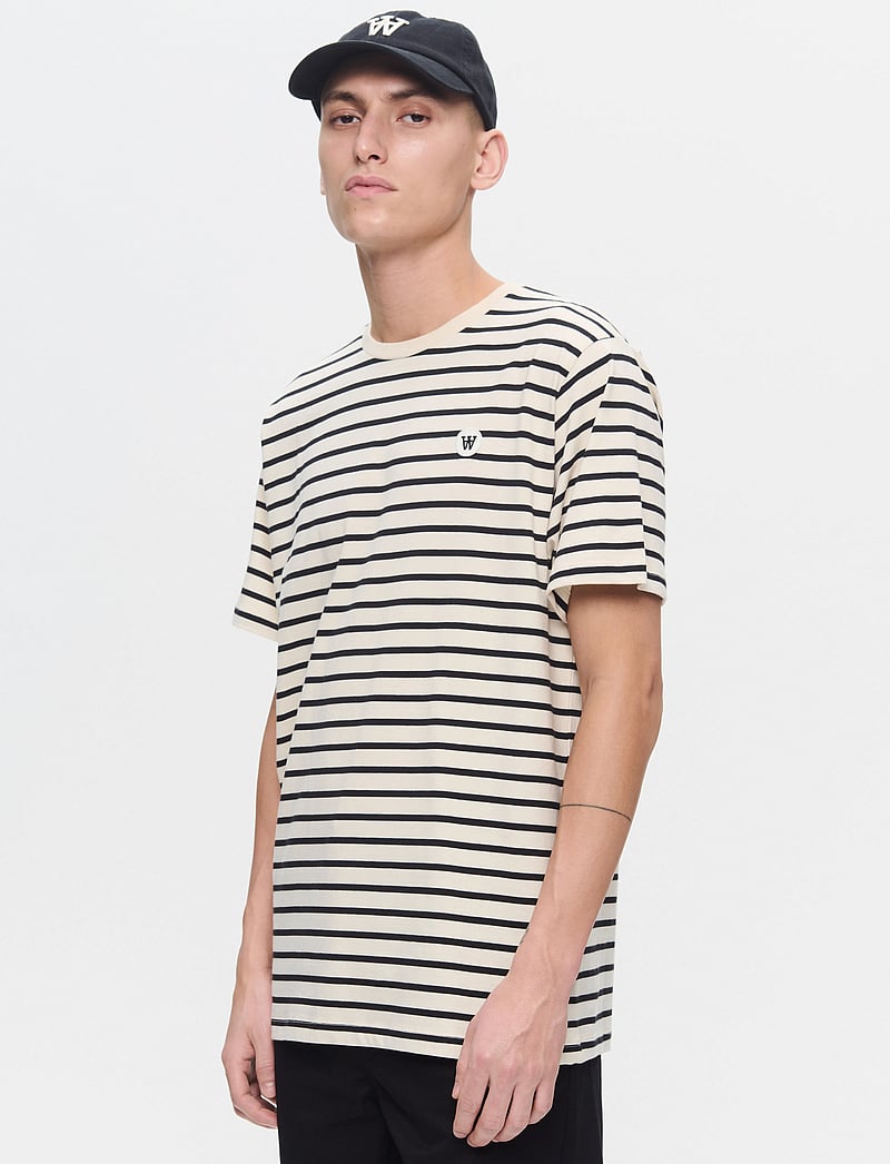 WOOD WOOD - WWAce Stripe - kortärmade t-shirts - black - 0