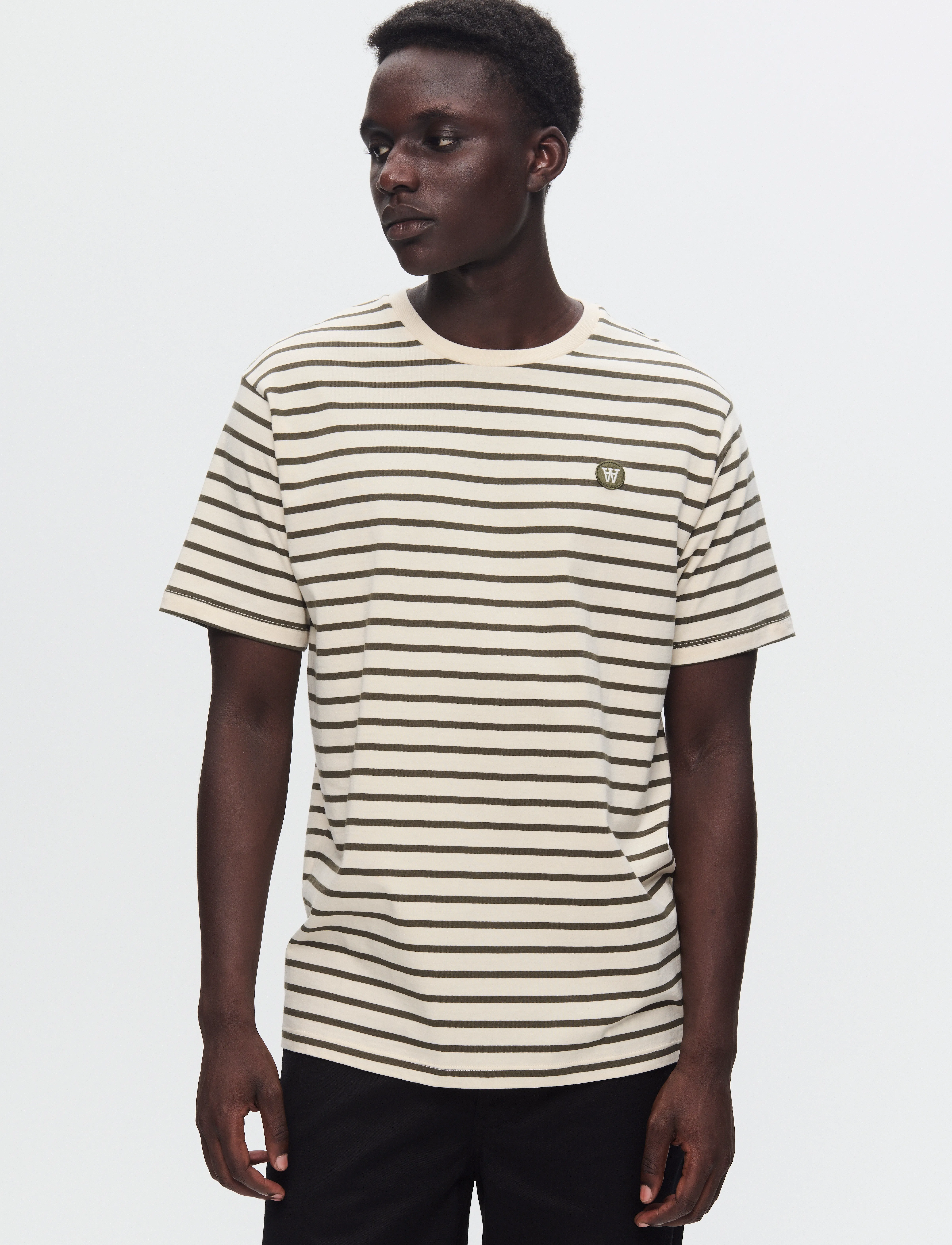 WOOD Wwace Stripe, S, T-shirts, Creme - Short-sleeved, Männerswear
