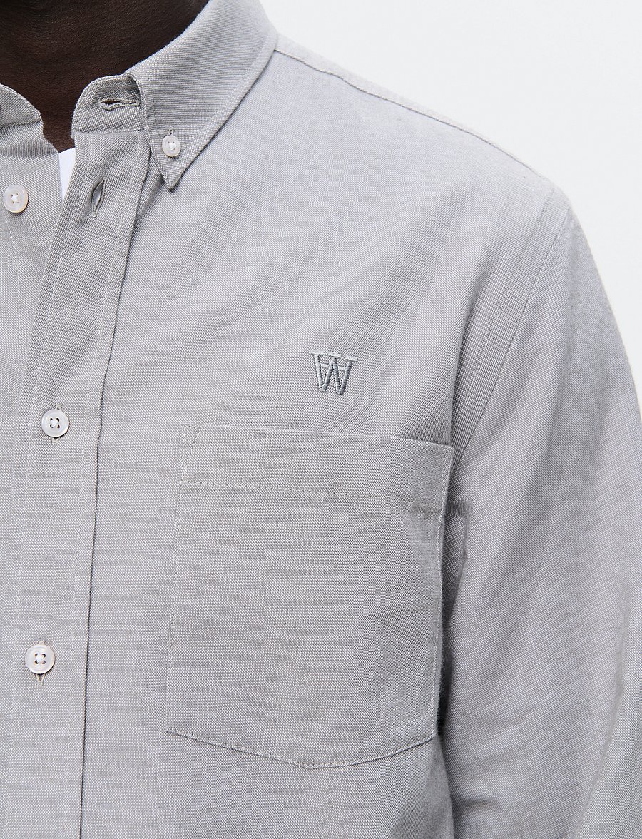 WOOD WOOD - WWAdam - randiga skjortor - charcoal gray - 2