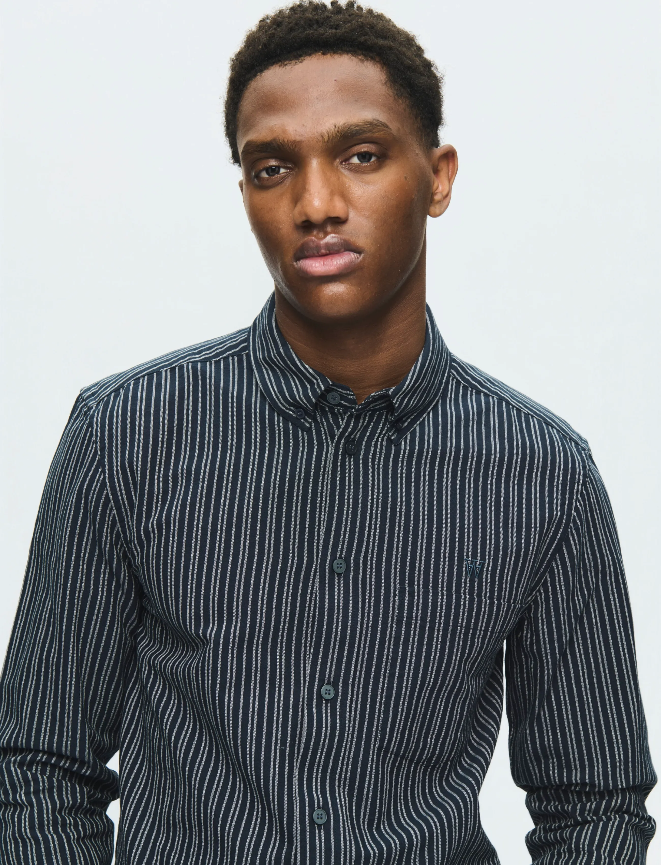 WOOD WOOD WWAdam - Striped shirts - SALUTE STRIPE / navy