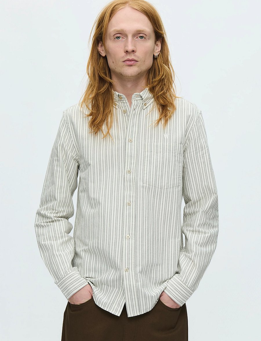 WOOD WOOD - WWAdam - randiga skjortor - silver birch stripe - 0