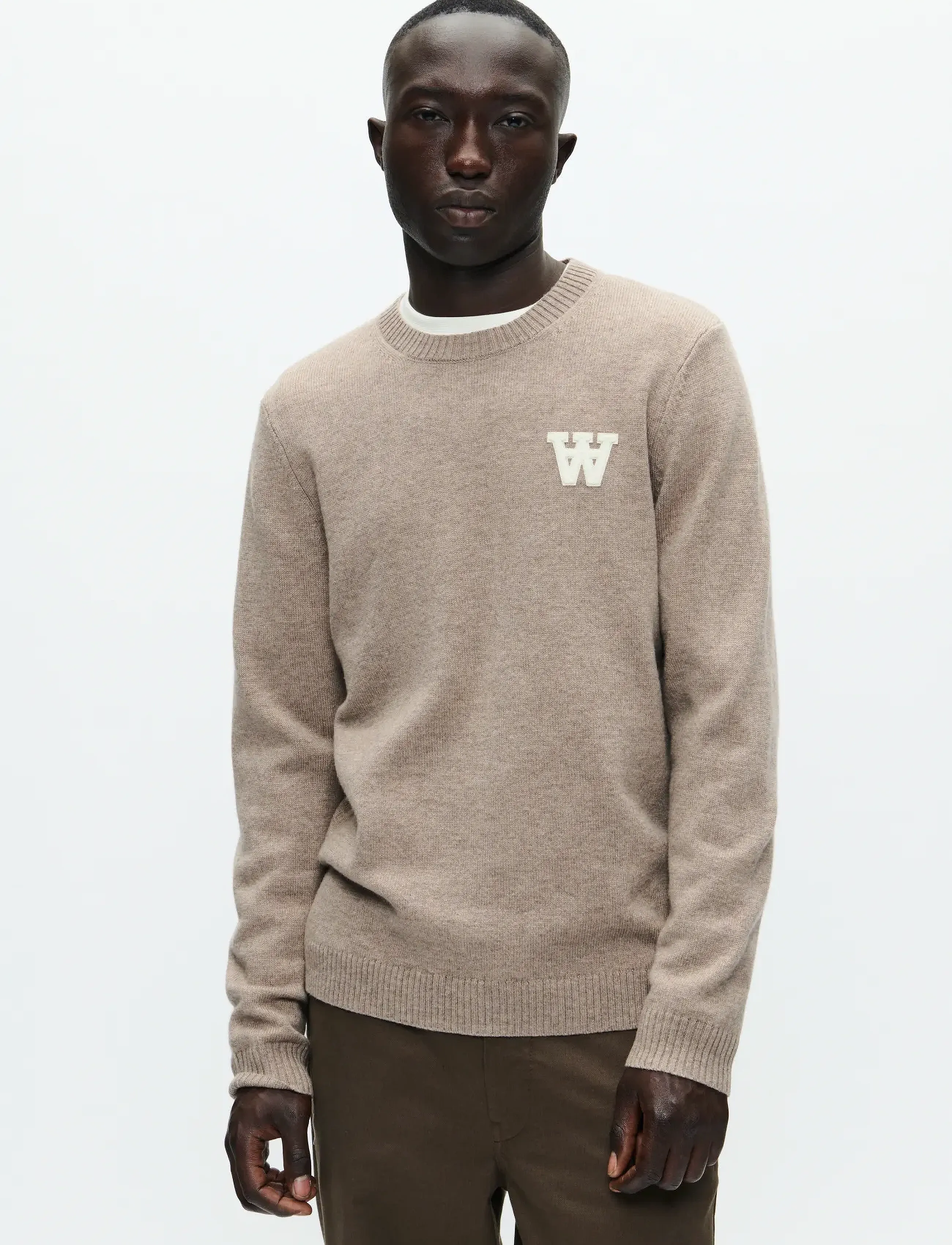 WOOD WOOD Wwtay L, Mænd, Rundhalset Sweater, Beige, Str: S