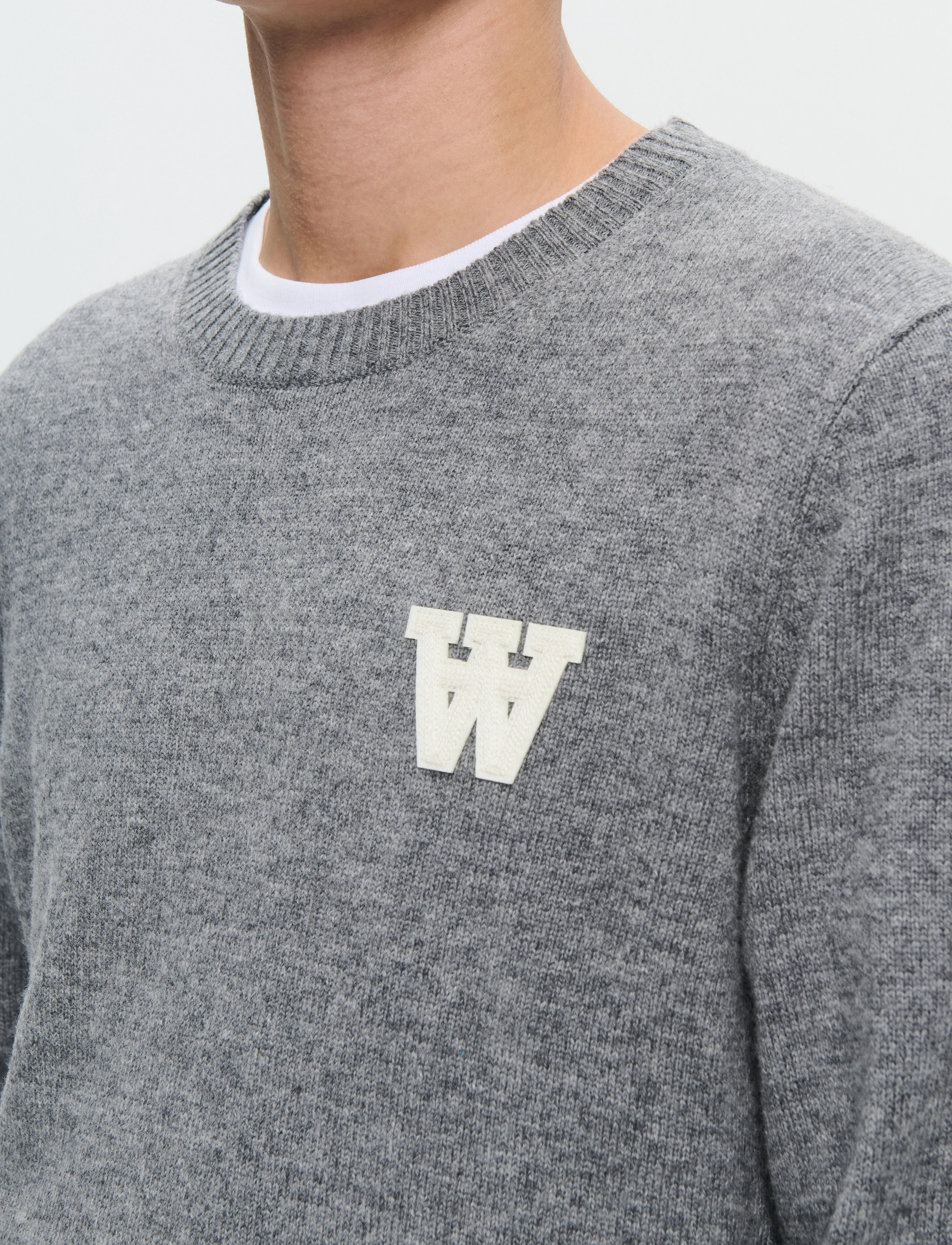 WOOD WOOD - WWTay L - rund hals - light melange grey - 2