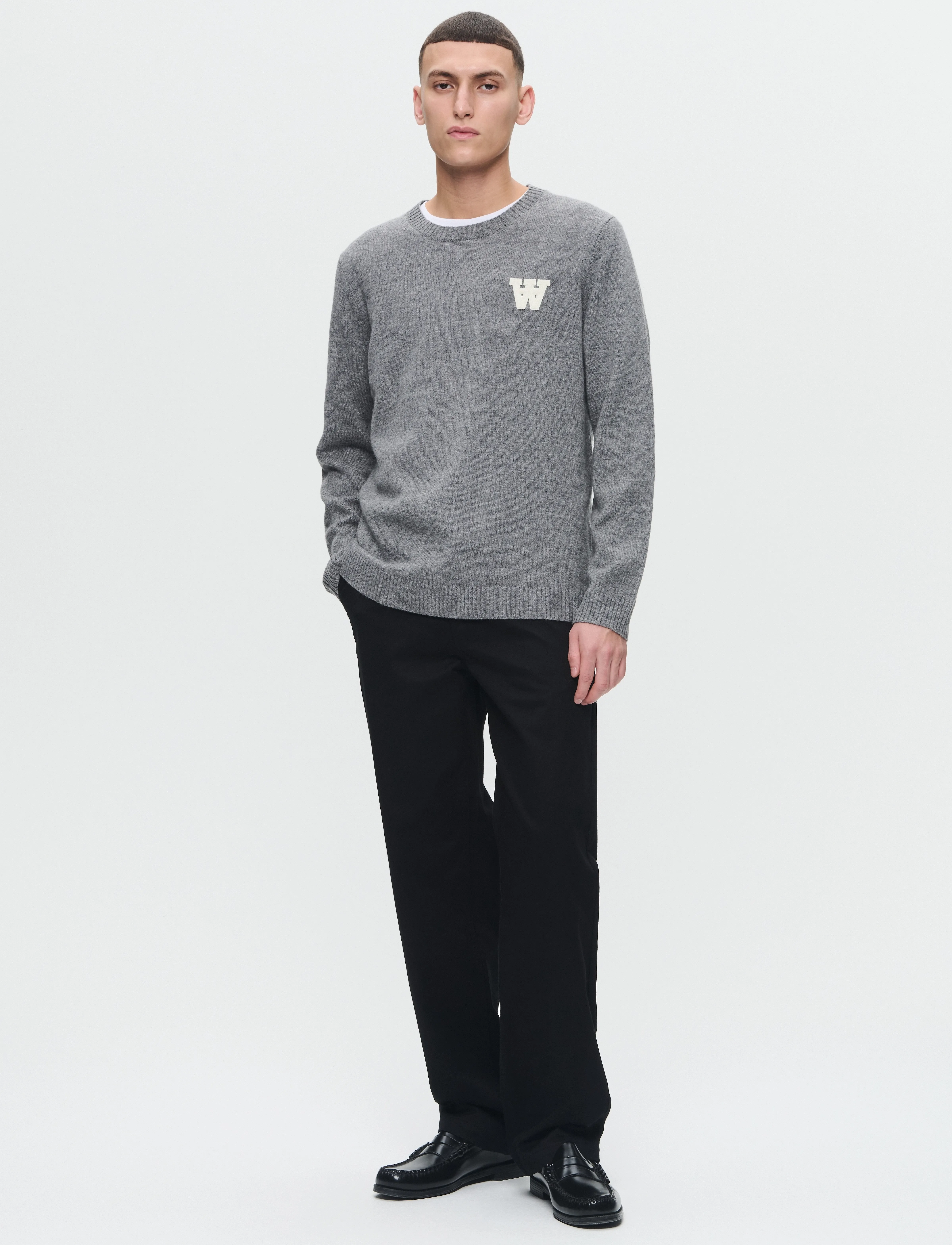 WOOD WOOD - WWTay L - rund hals - light melange grey - 3