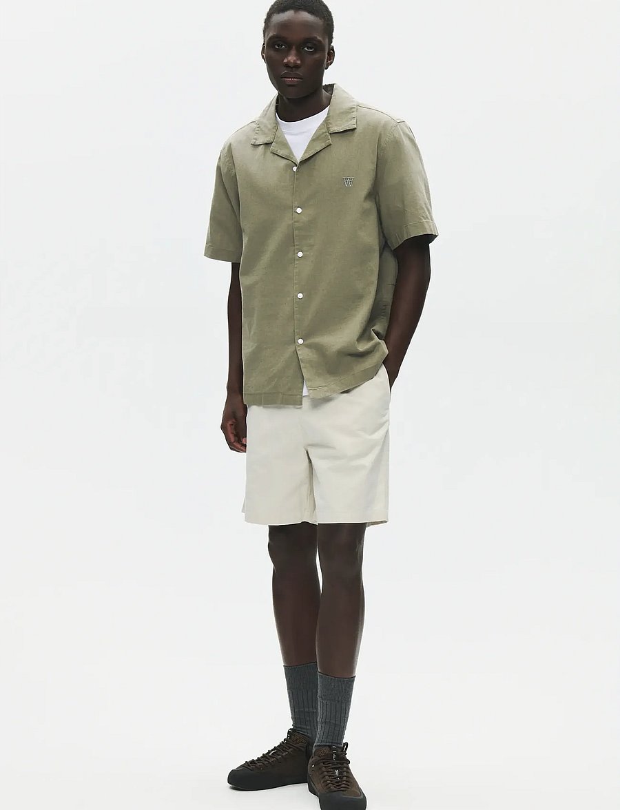 WOOD WOOD - WWaaron Resort - hørskjorter - dusty olive - 3