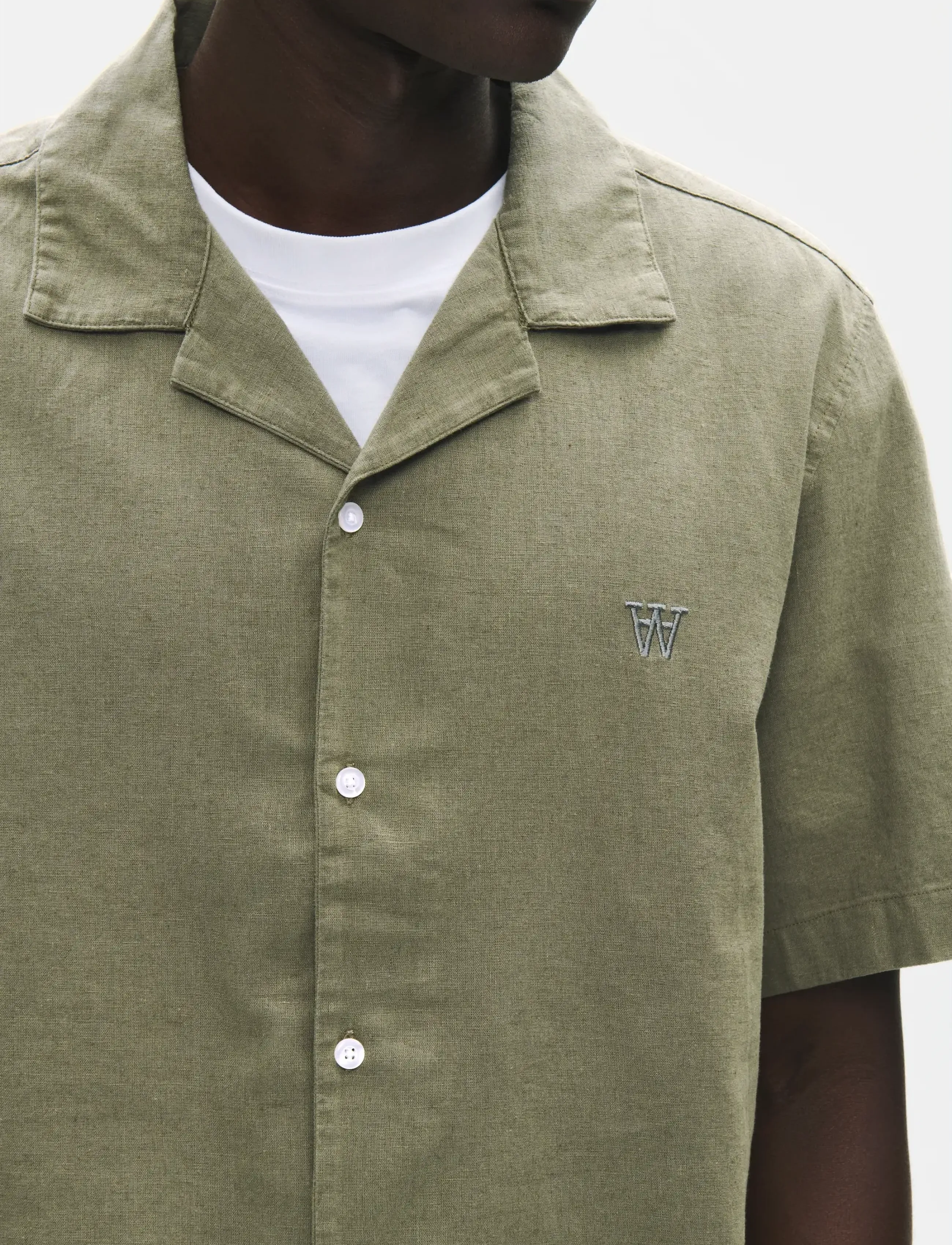 WOOD WOOD - WWaaron Resort - chemises de lin - dusty olive - 4