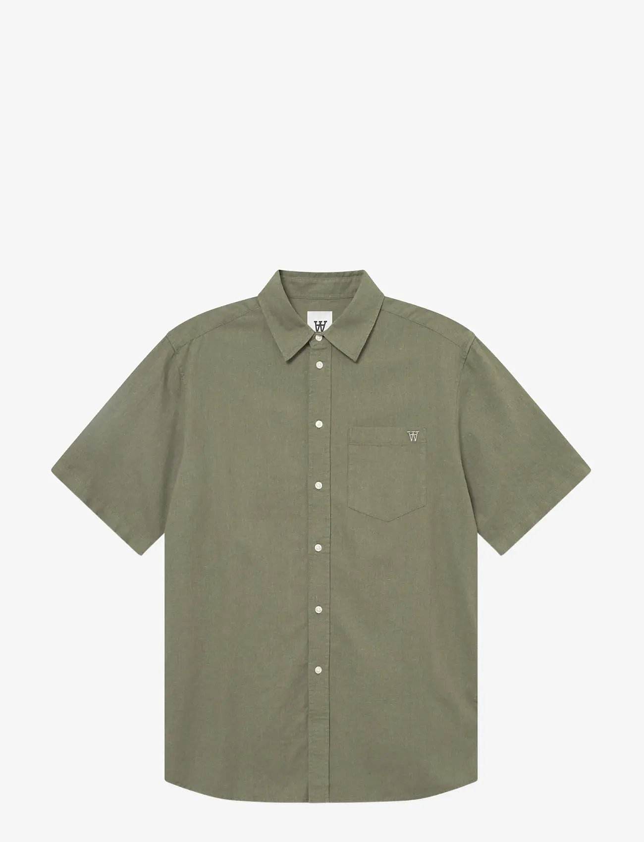 WOOD WOOD - WWaaron SS - hørskjorter - dusty olive - 1