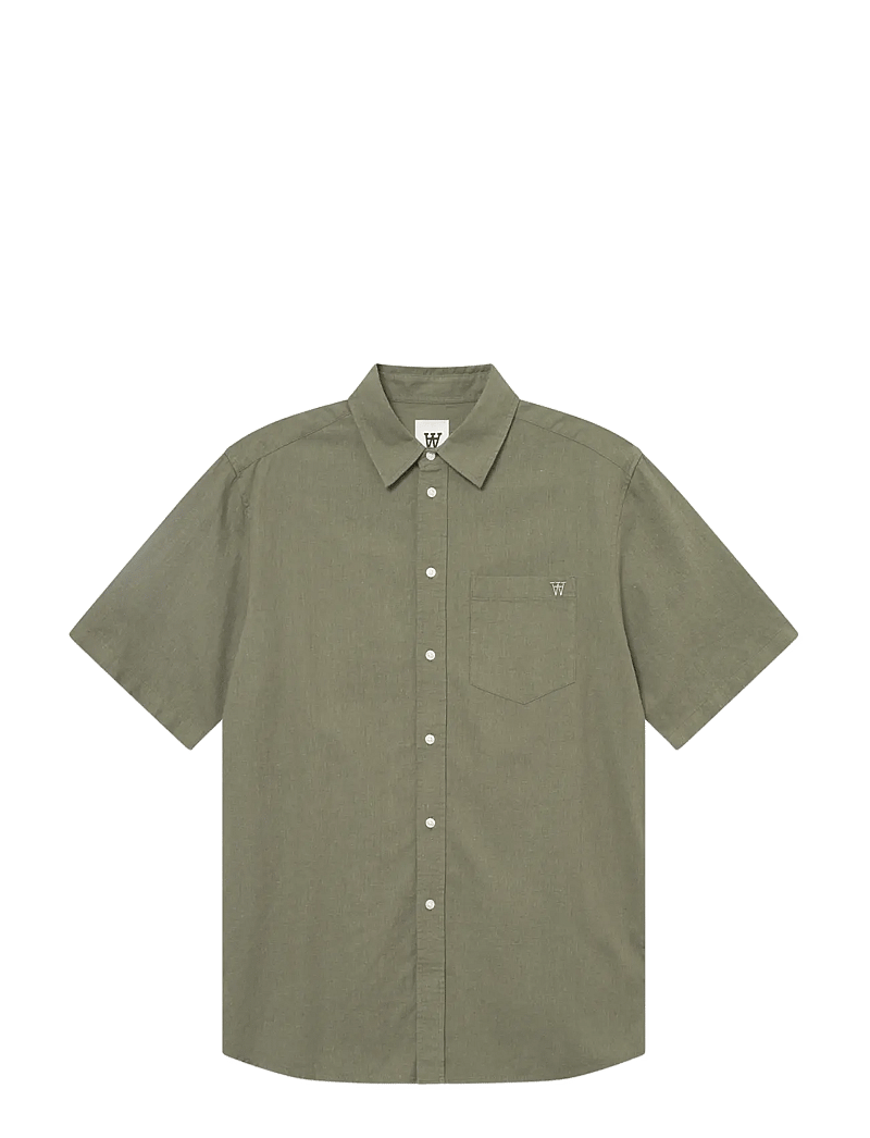 WOOD WOOD - WWaaron SS - hørskjorter - dusty olive - 1