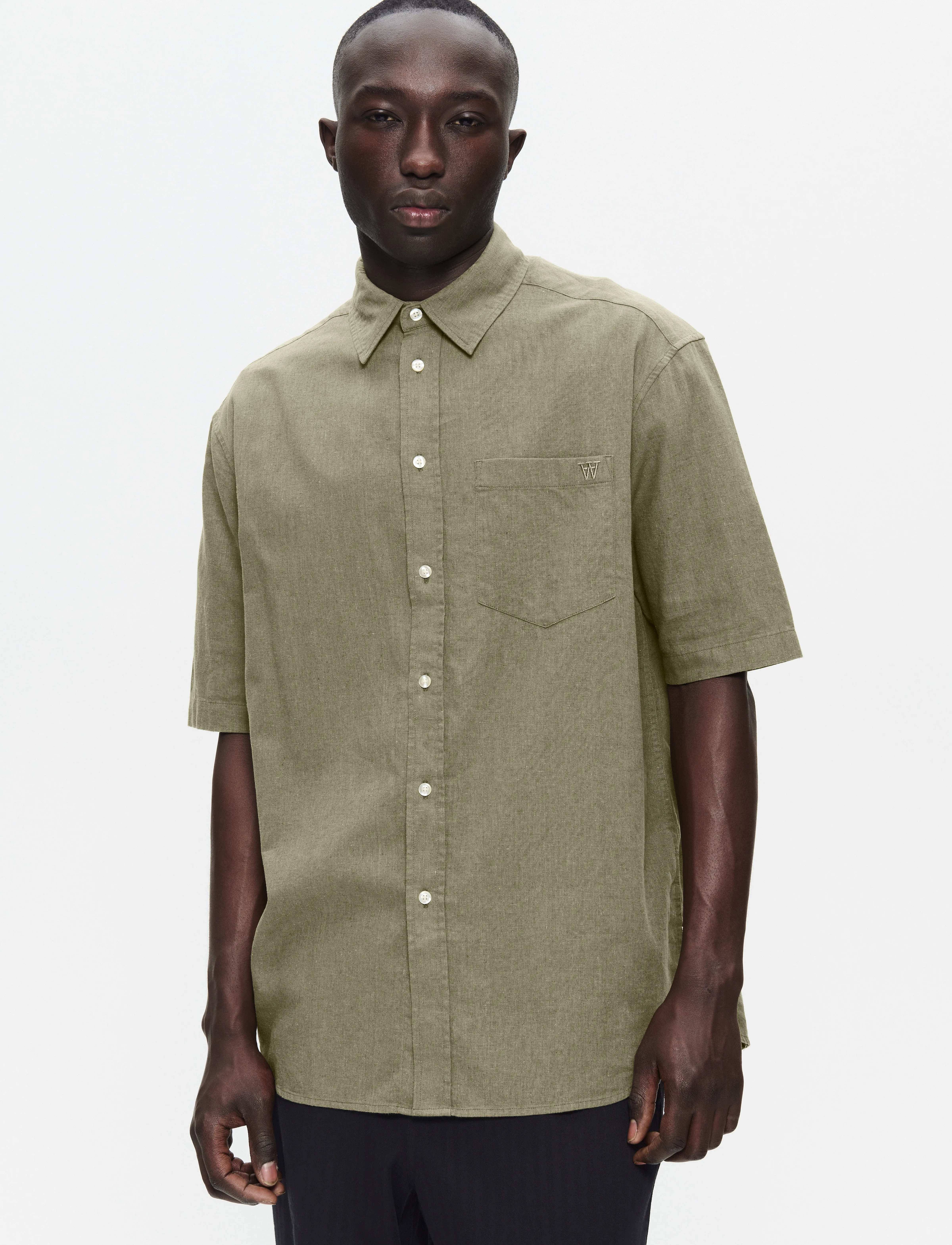 WOOD WOOD WWaaron SS - Skjorter - DUSTY OLIVE / green