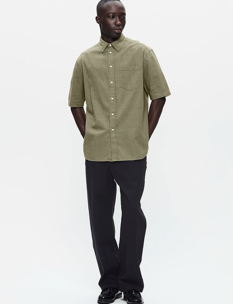 WOOD WOOD - WWaaron SS - hørskjorter - dusty olive - 2