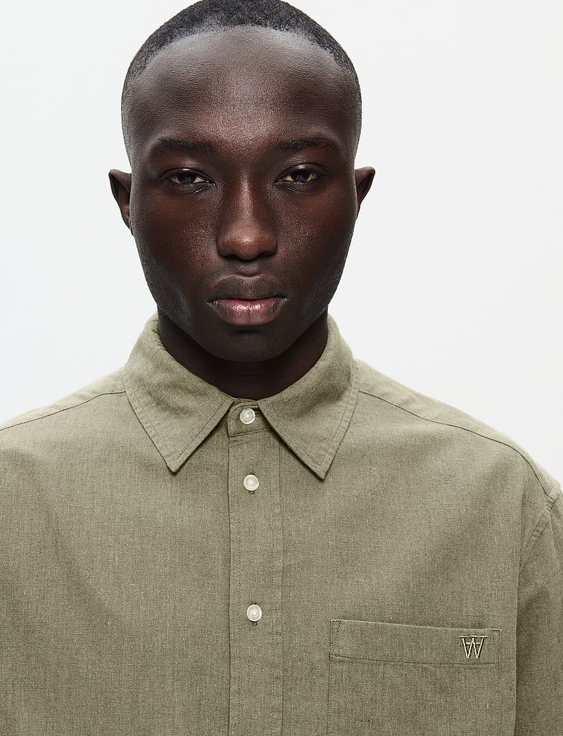 WOOD WOOD - WWaaron SS - hørskjorter - dusty olive - 4