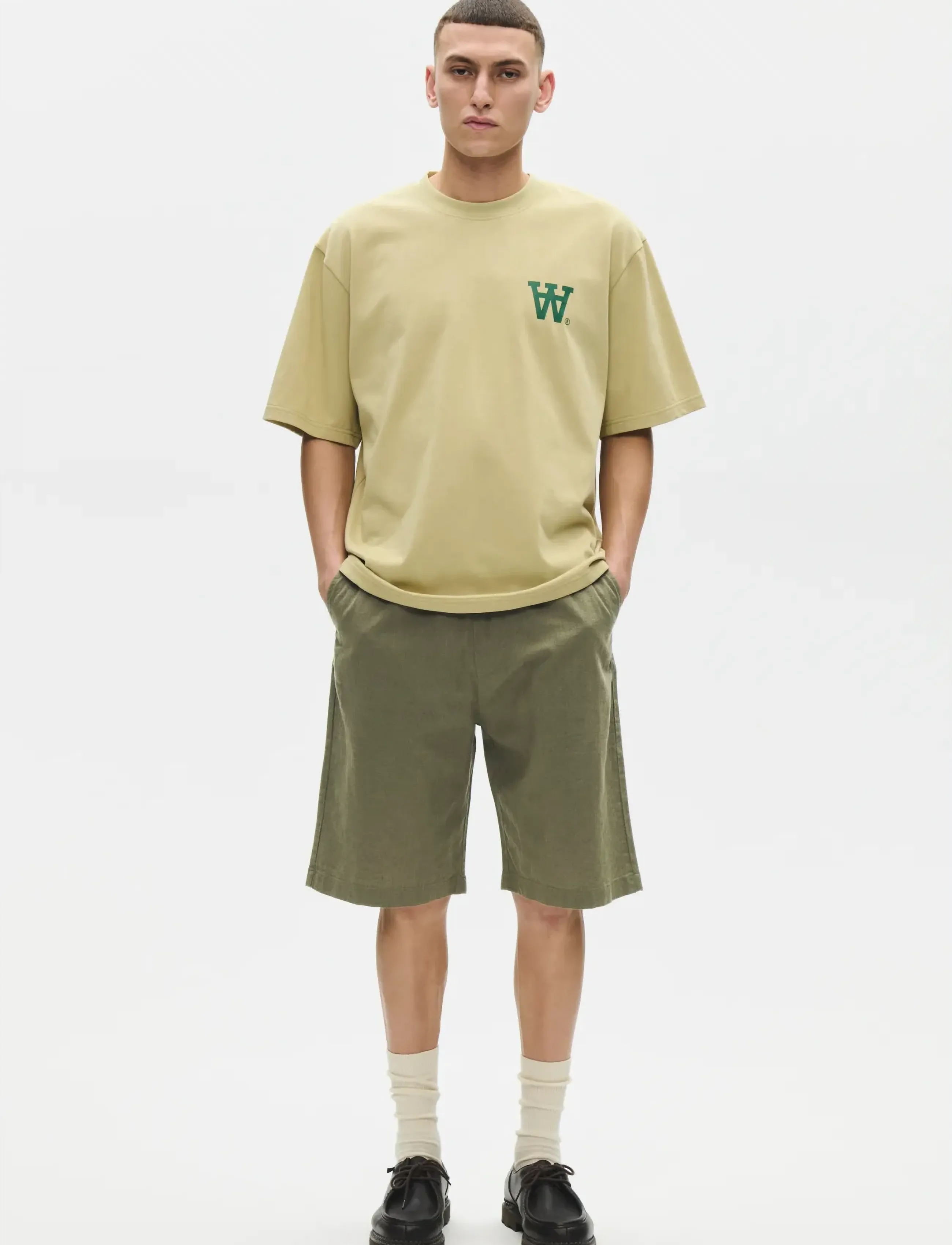 WOOD WOOD - WWenoch Short - leinen-shorts - dusty olive - 2