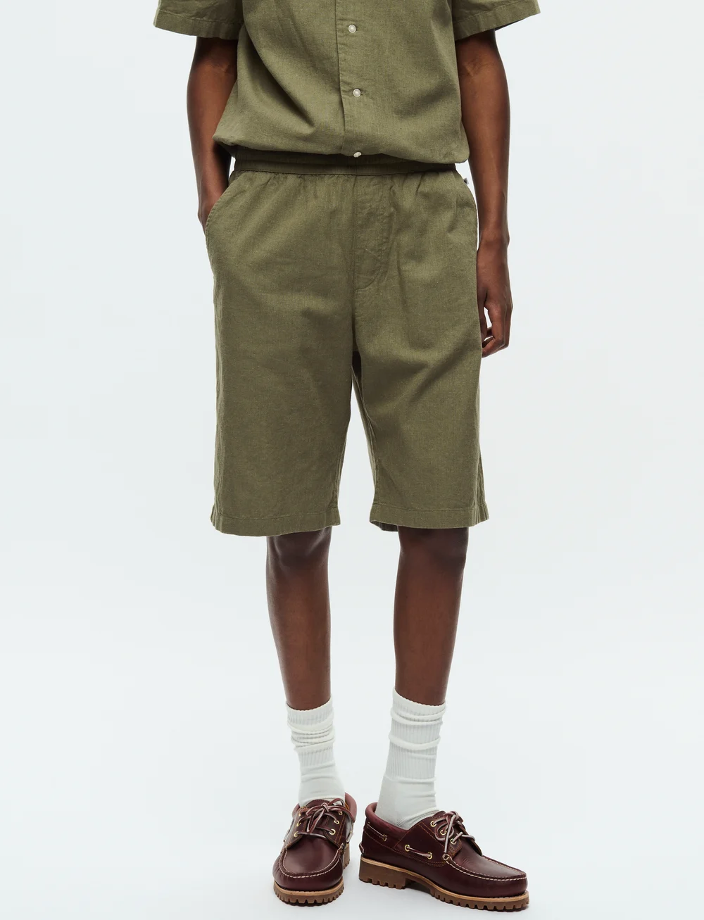 WOOD WOOD - WWenoch Short - hørshorts - dusty olive - 3