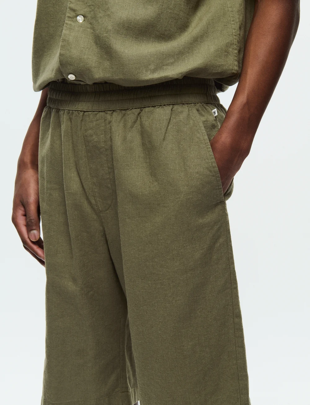 WOOD WOOD - WWenoch Short - hørshorts - dusty olive - 4