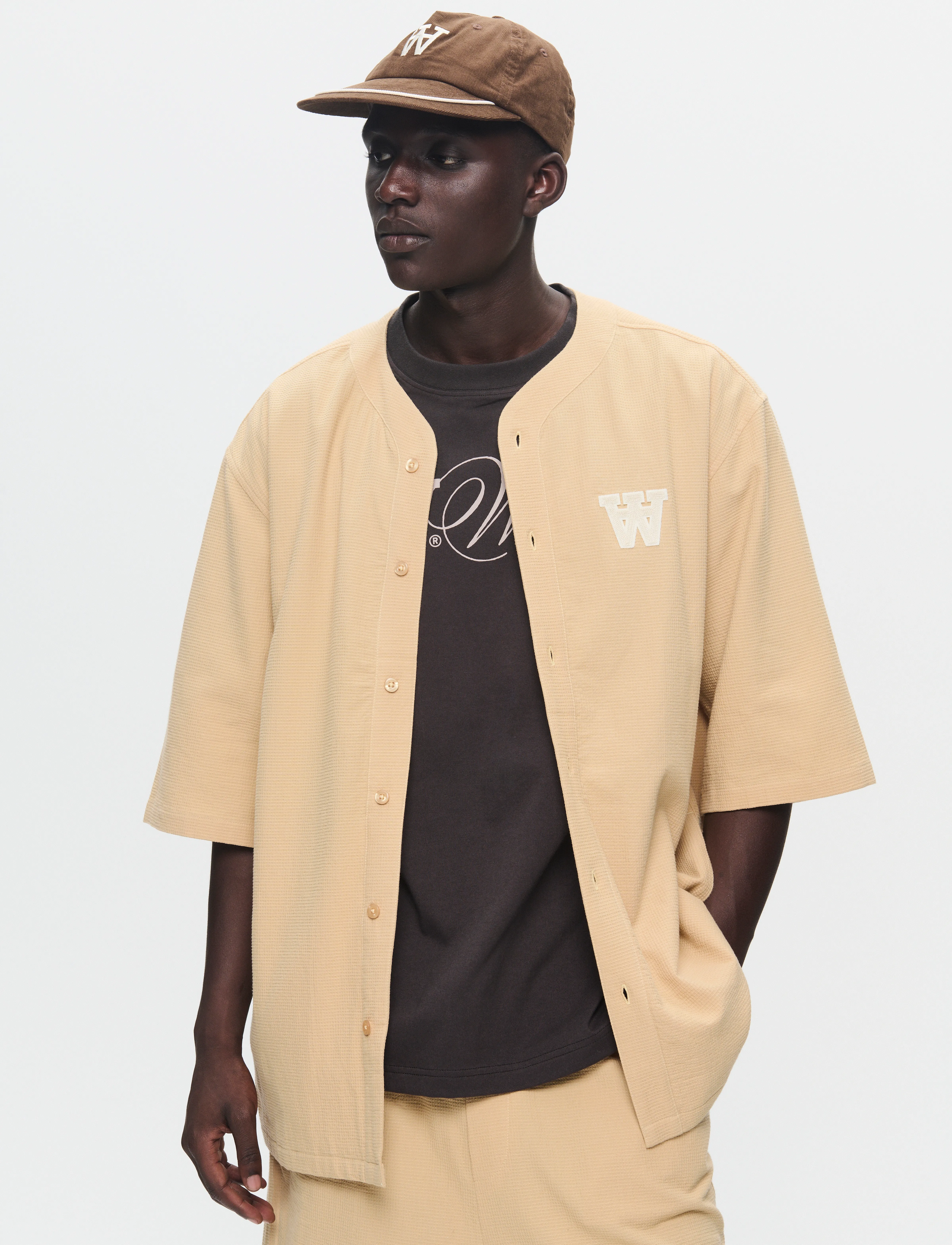 WOOD Wwhardy Shirt, L, Shirts, Beige - Short-sleeved Männerswear