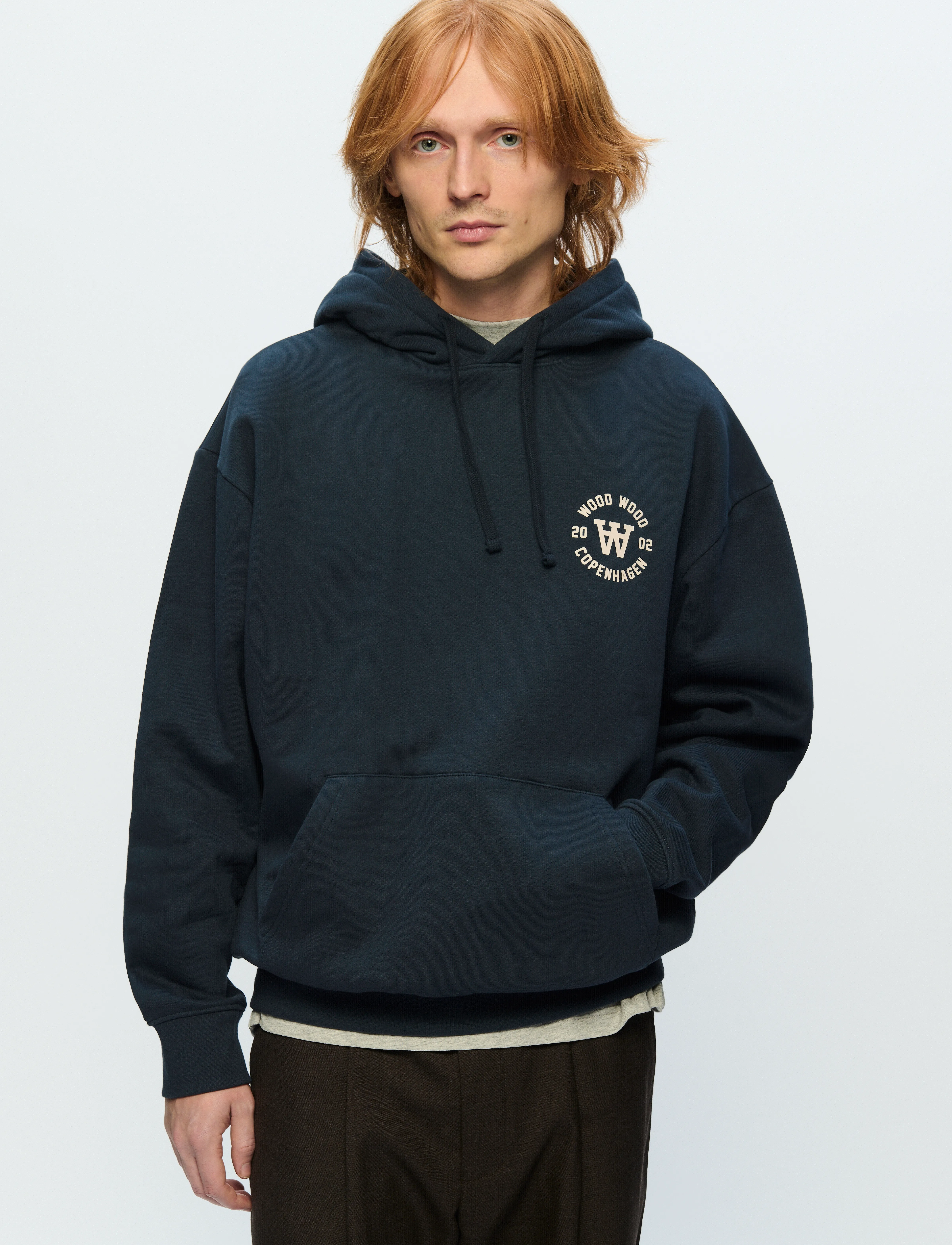 WOOD WOOD Wwcass Aa Seal Print, Mænd, Hættetrøje, Navy, Str: L