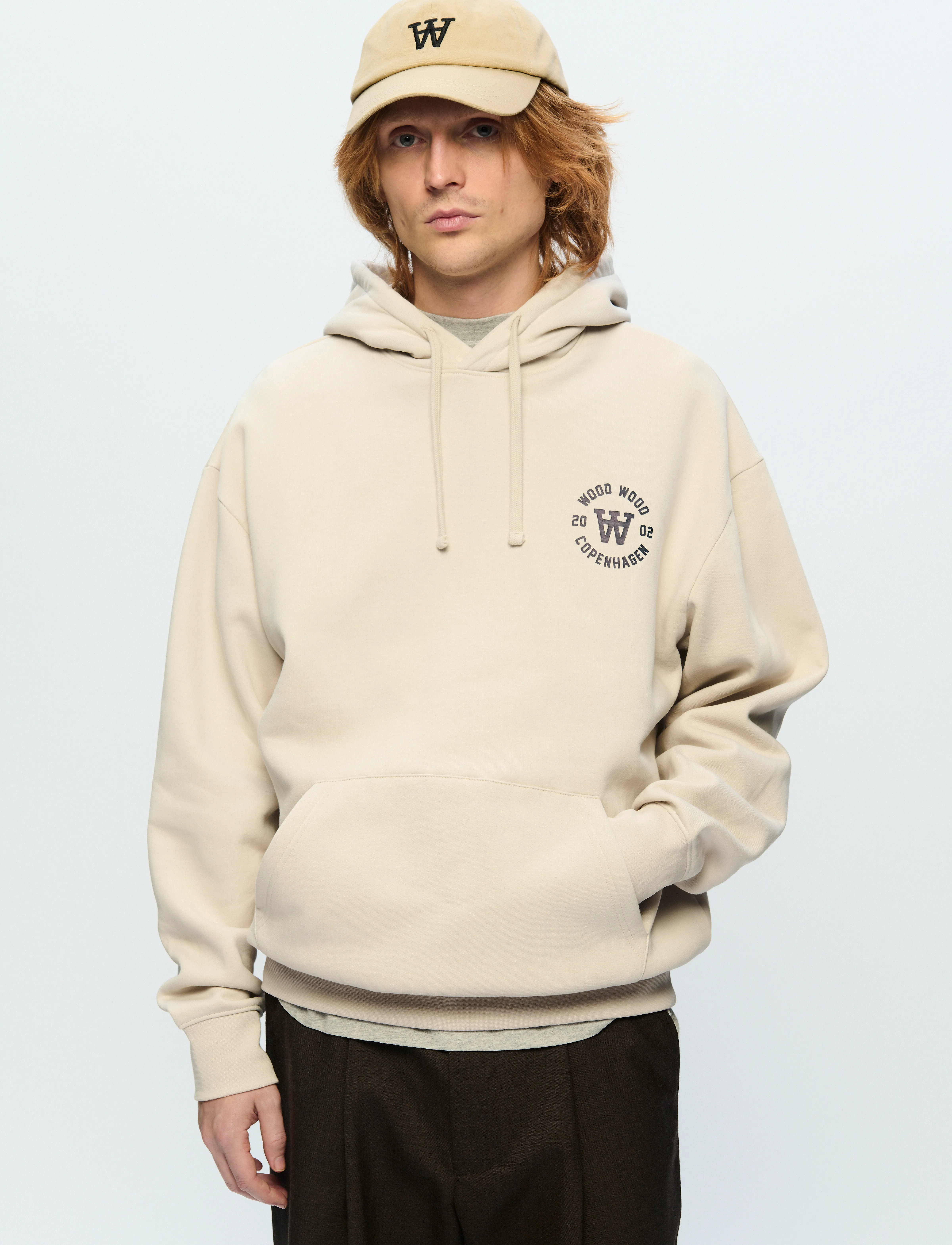 WOOD WOOD Wwcass Aa Seal Print, Mænd, Hættetrøje, Beige, Str: XL