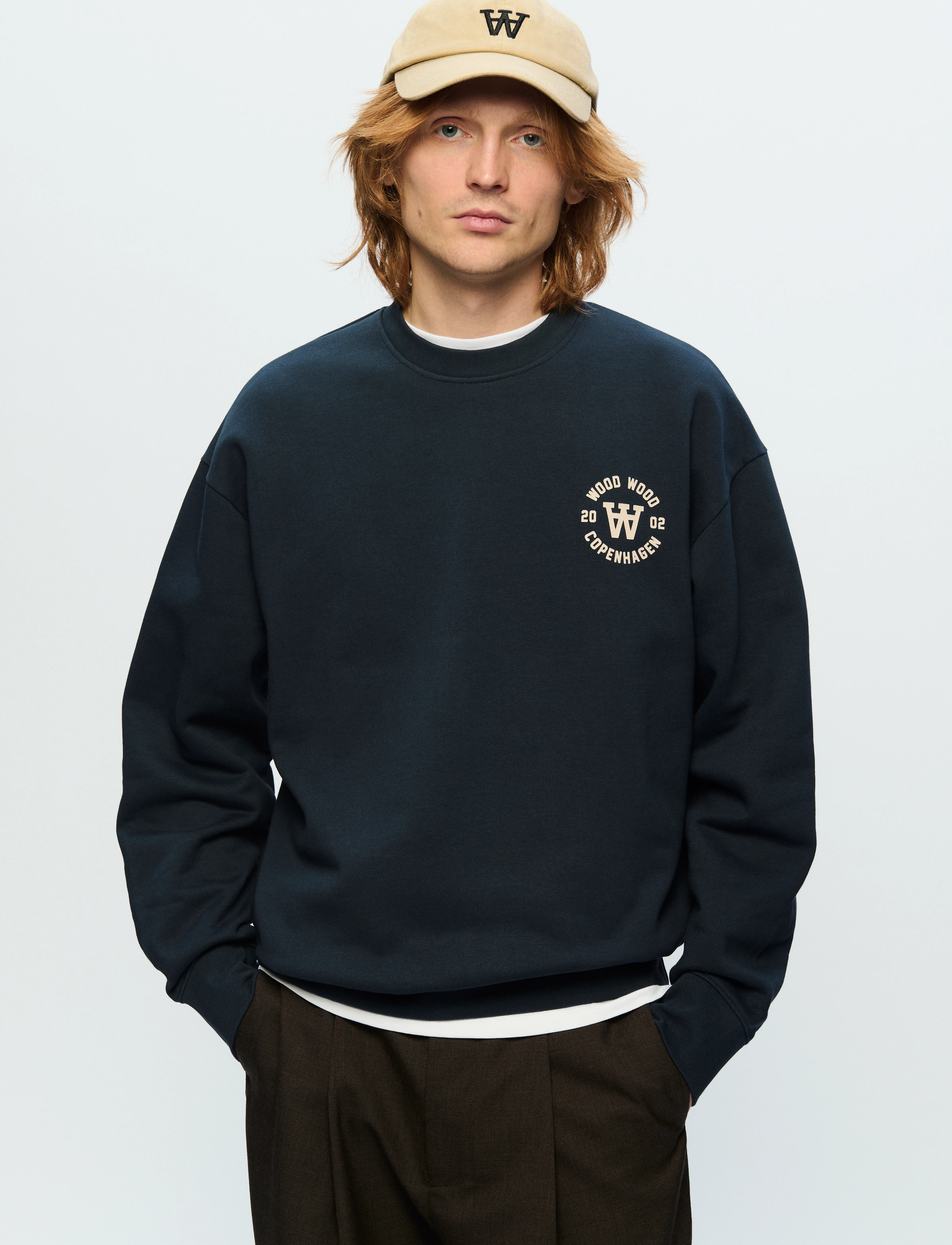 WOOD WOOD Wwnoel Aa Seal Print, S, Navy, Sweatshirts & Hættetrøjer > Sweatshirts, Herre