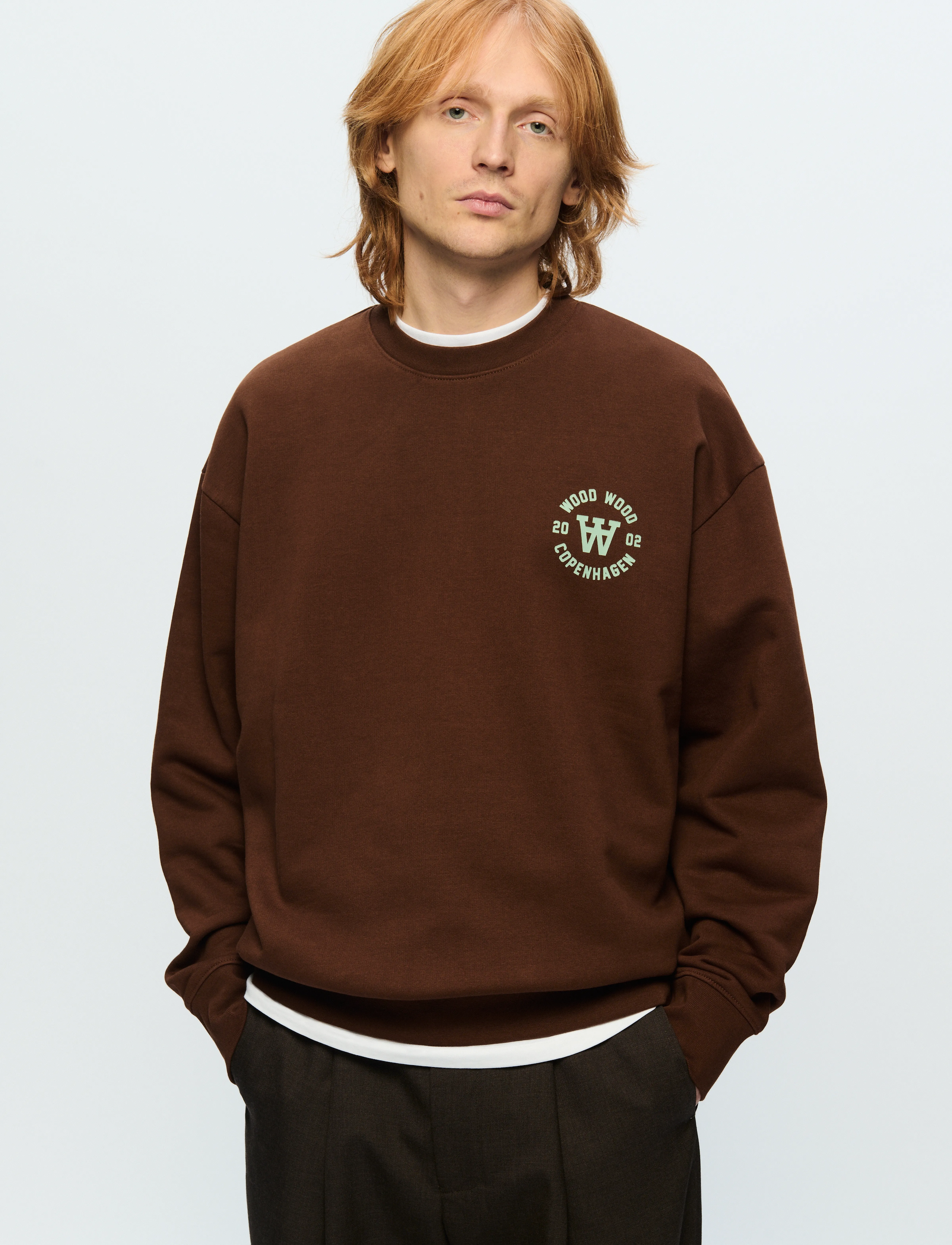 WOOD WOOD Wwnoel Aa Seal Print, S, Brown, Sweatshirts & Hættetrøjer > Sweatshirts, Herre