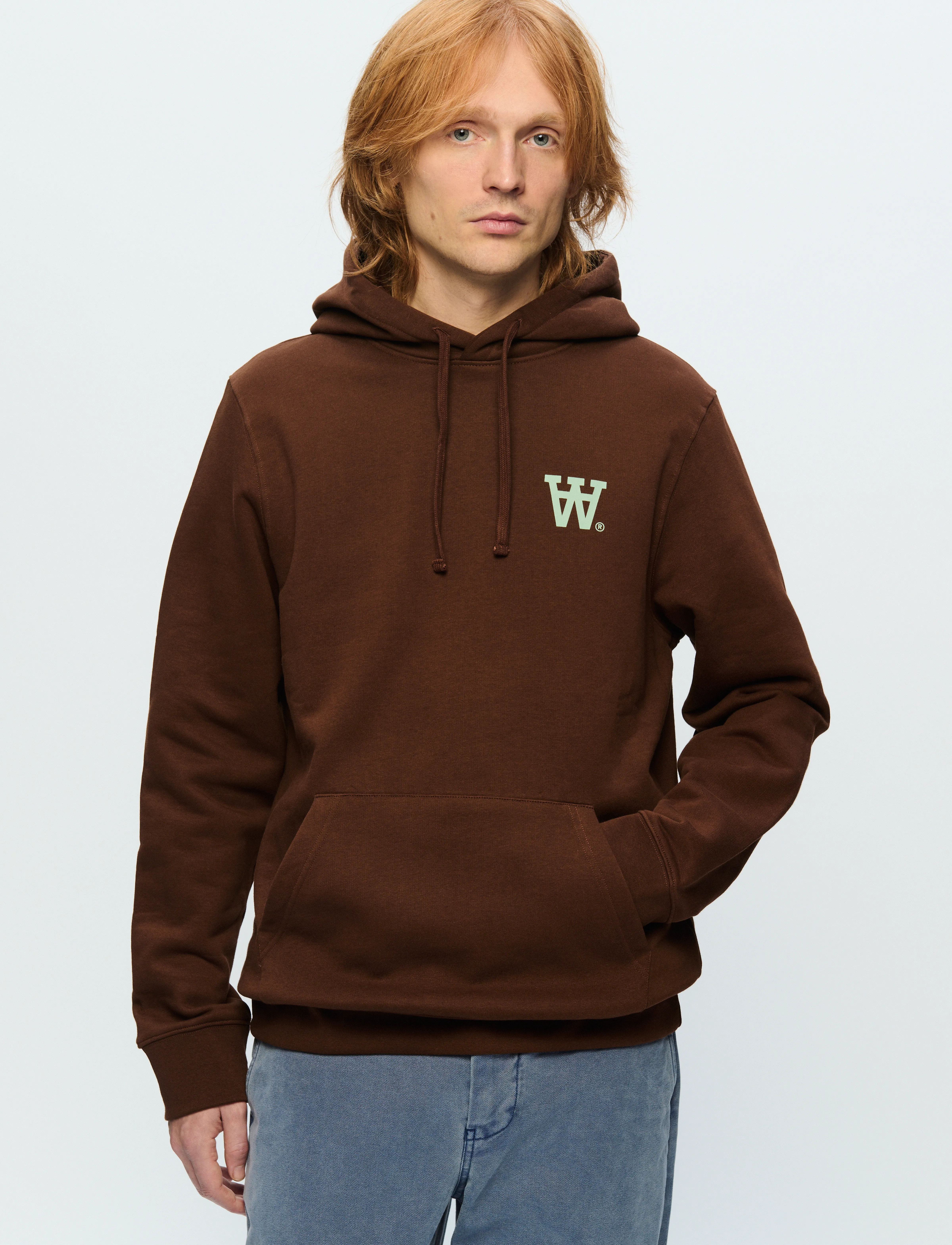 WOOD WOOD Wwash Aa, M, Brown, Sweatshirts & Hættetrøjer > Hættetrøjer, Herre