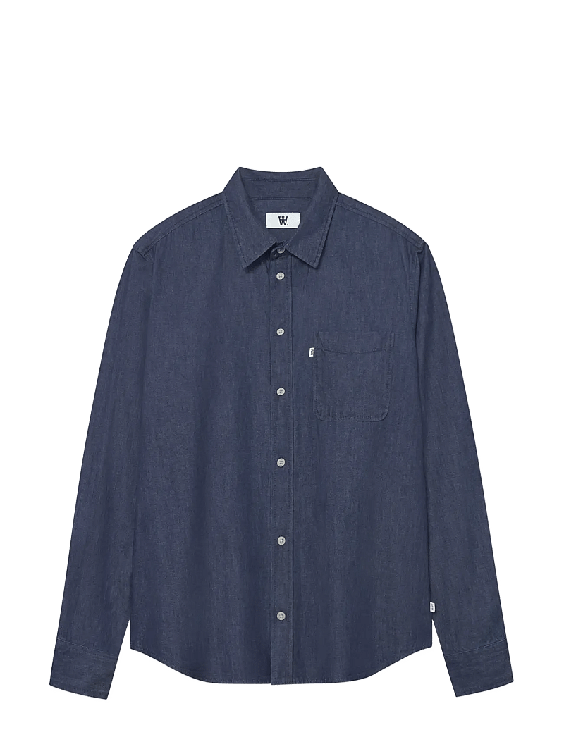 WOOD WOOD - WWAdrian shirt 25237 - jeansskjortor - dark blue denim - 0