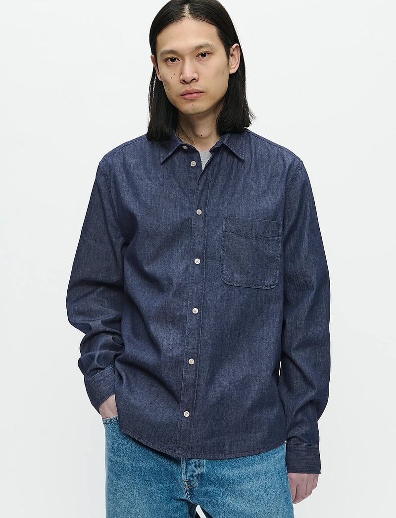 WOOD WOOD - WWAdrian shirt 25237 - jeansskjortor - dark blue denim - 1