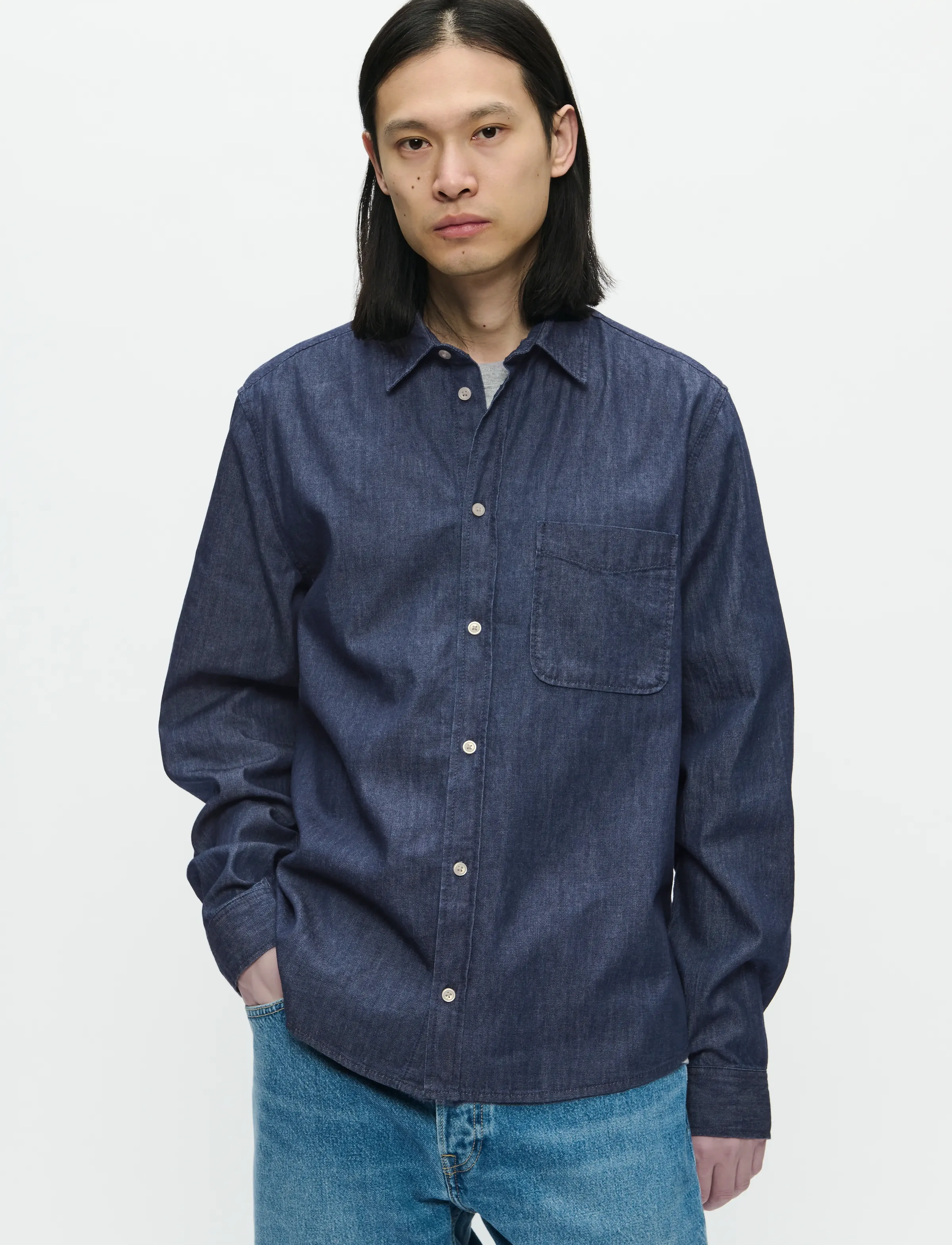 WOOD WOOD - WWAdrian shirt 25237 - denimskjorter - dark blue denim - 1