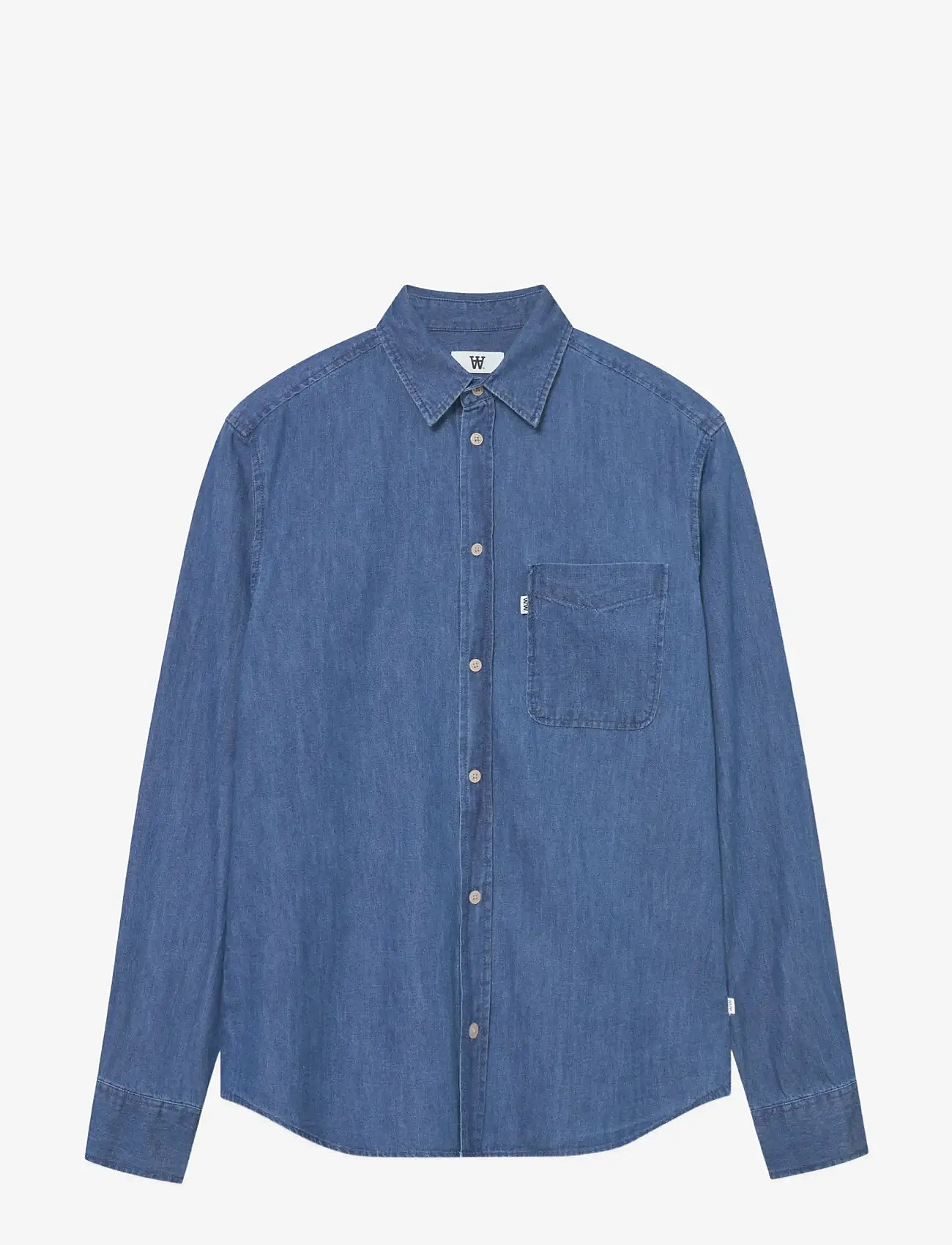 WOOD WOOD - WWAdrian shirt 25237 - jeansskjortor - medium blue denim - 1